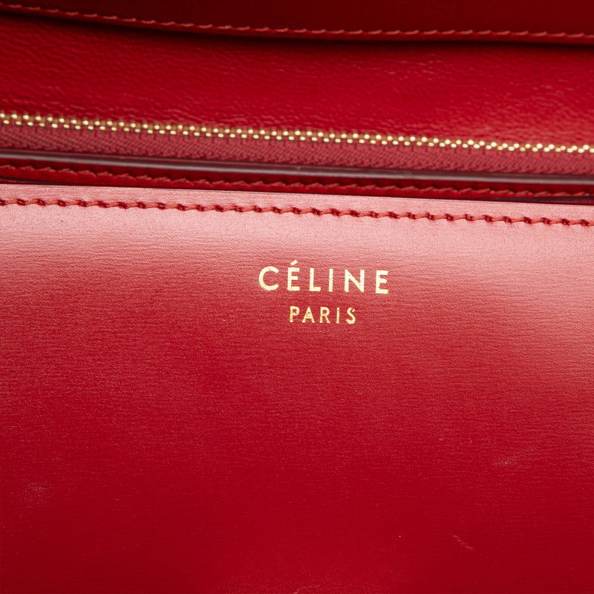 Celine Red Color Leather Shoulder Bag (Pre-Owned)