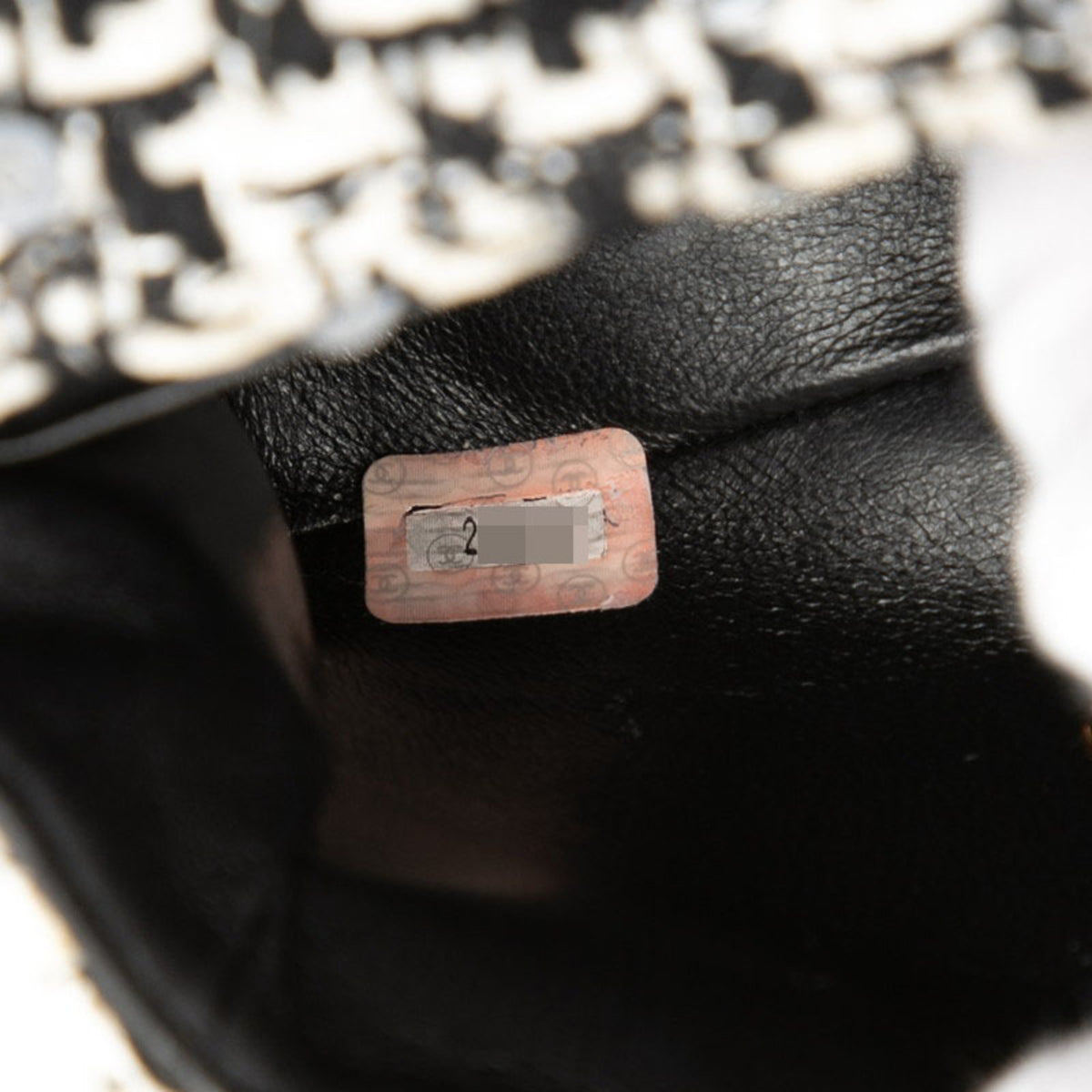Chanel Black White Tweed Spangles Handbag (Pre-Owned)