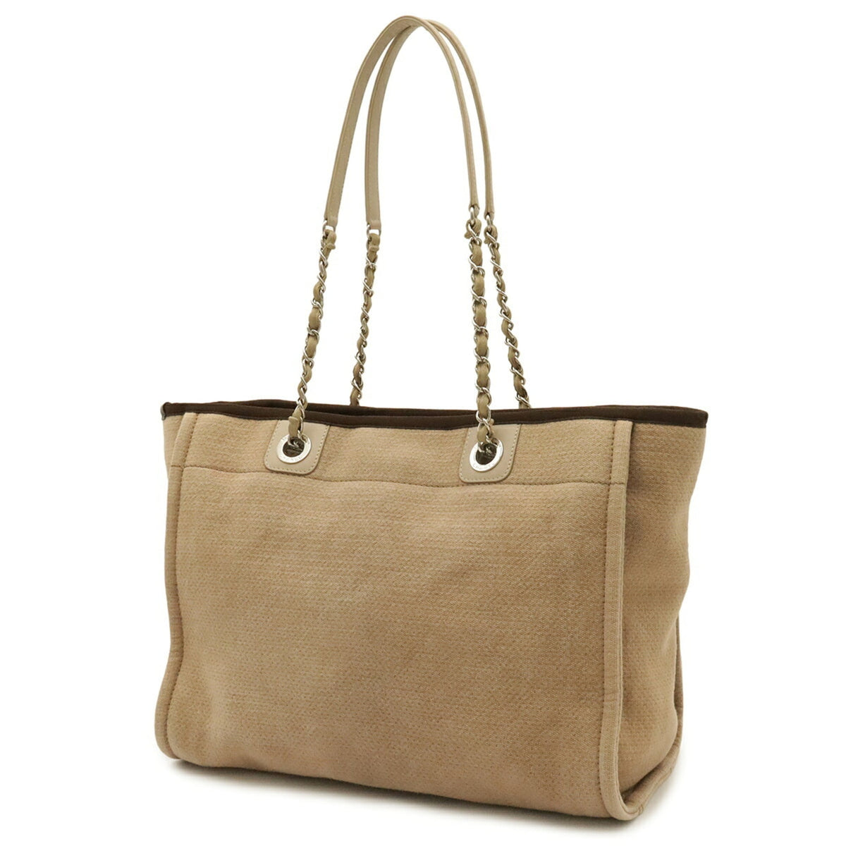 Chanel Beige Brown Canvas Shoulder Bag Tote Bag (Pre-Owned)