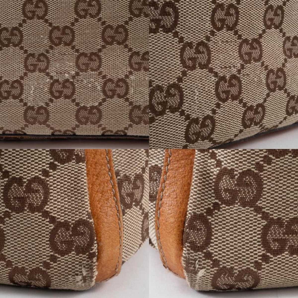 Gucci Abbey Beige Brown Gg Canvas Leather Tote Bag (Pre-Owned)