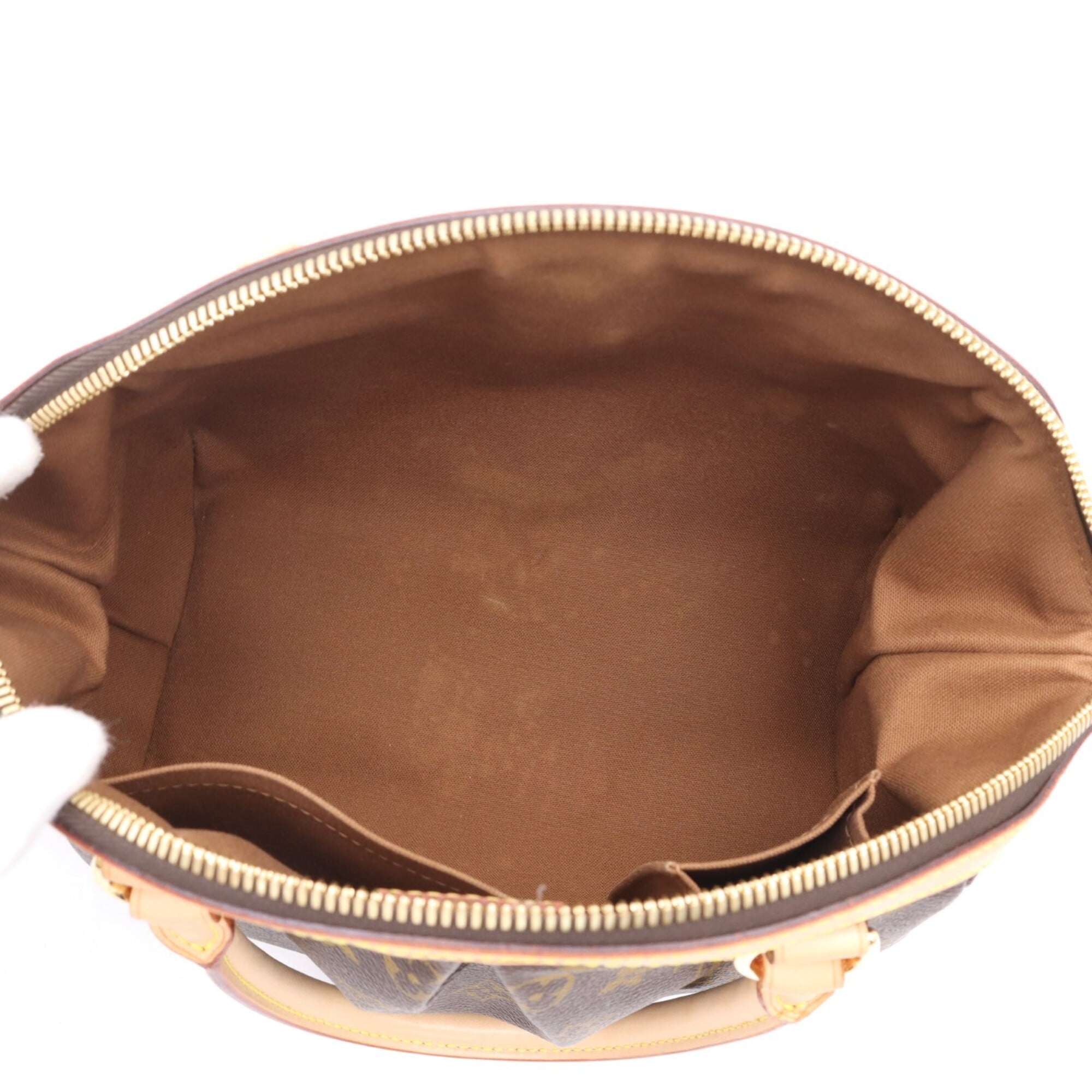 Louis Vuitton Beige Brown Coated Canvas Leather Handbag (Pre-Owned)