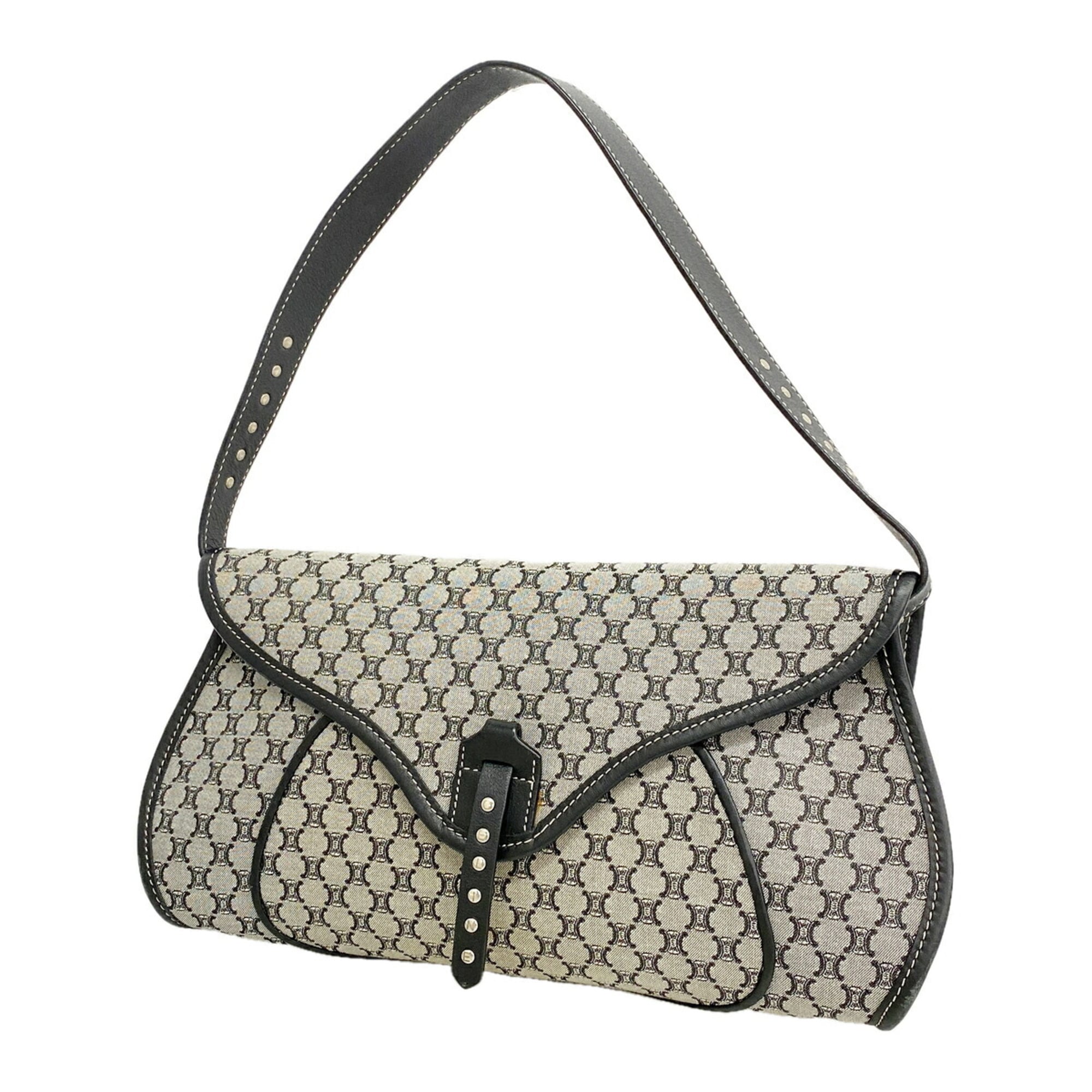 Celine Black Gray Nylon Canvas Handbag (Pre-Owned)