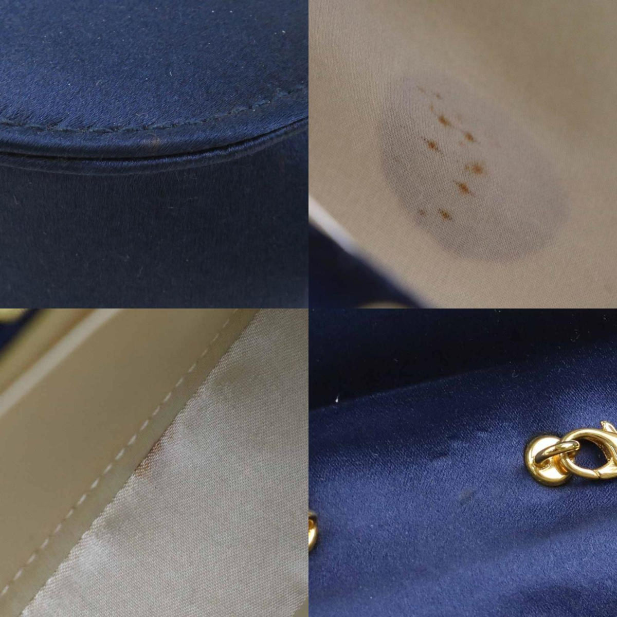 Tiffany Navy Satin Shoulder Bag (Pre-Owned)