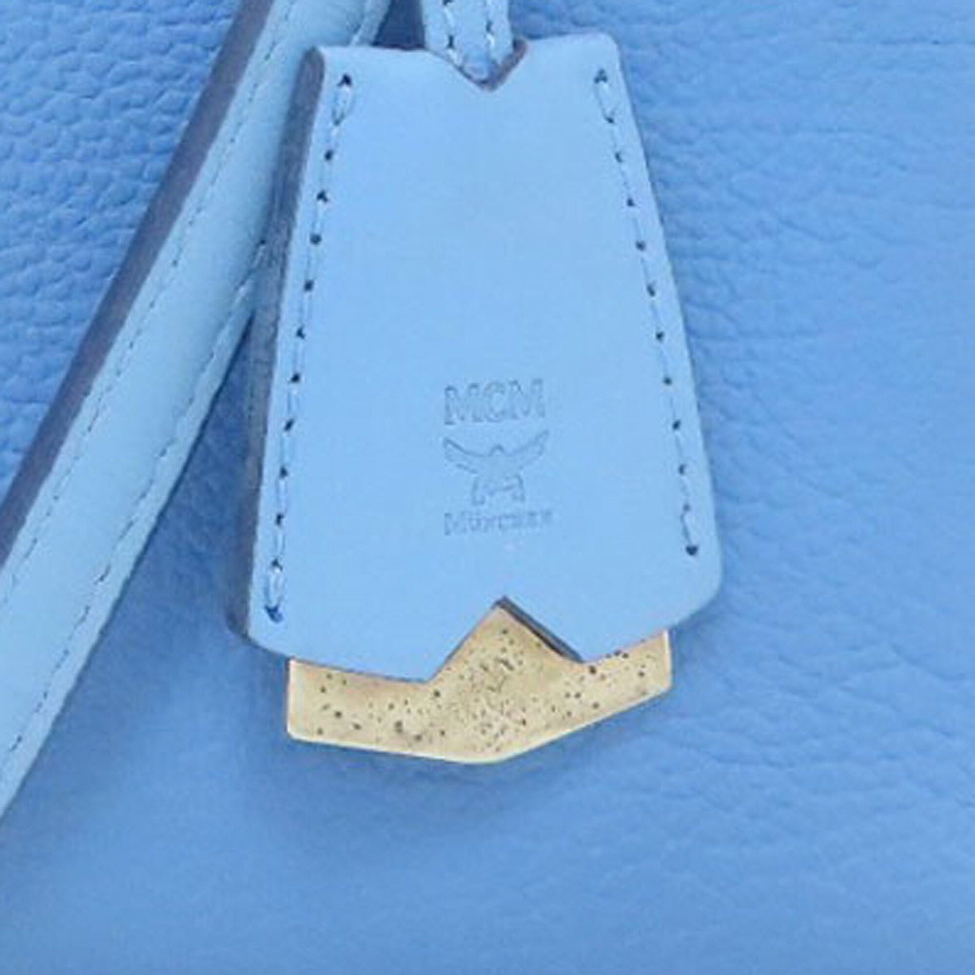 Mcm Light Blue Leather Handbag (Pre-Owned)