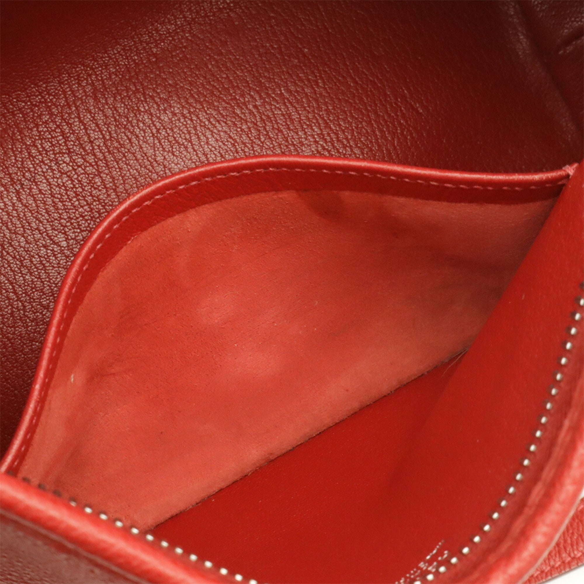 Hermes Rouge Vif White Togo Leather Shoulder Bag (Pre-Owned)