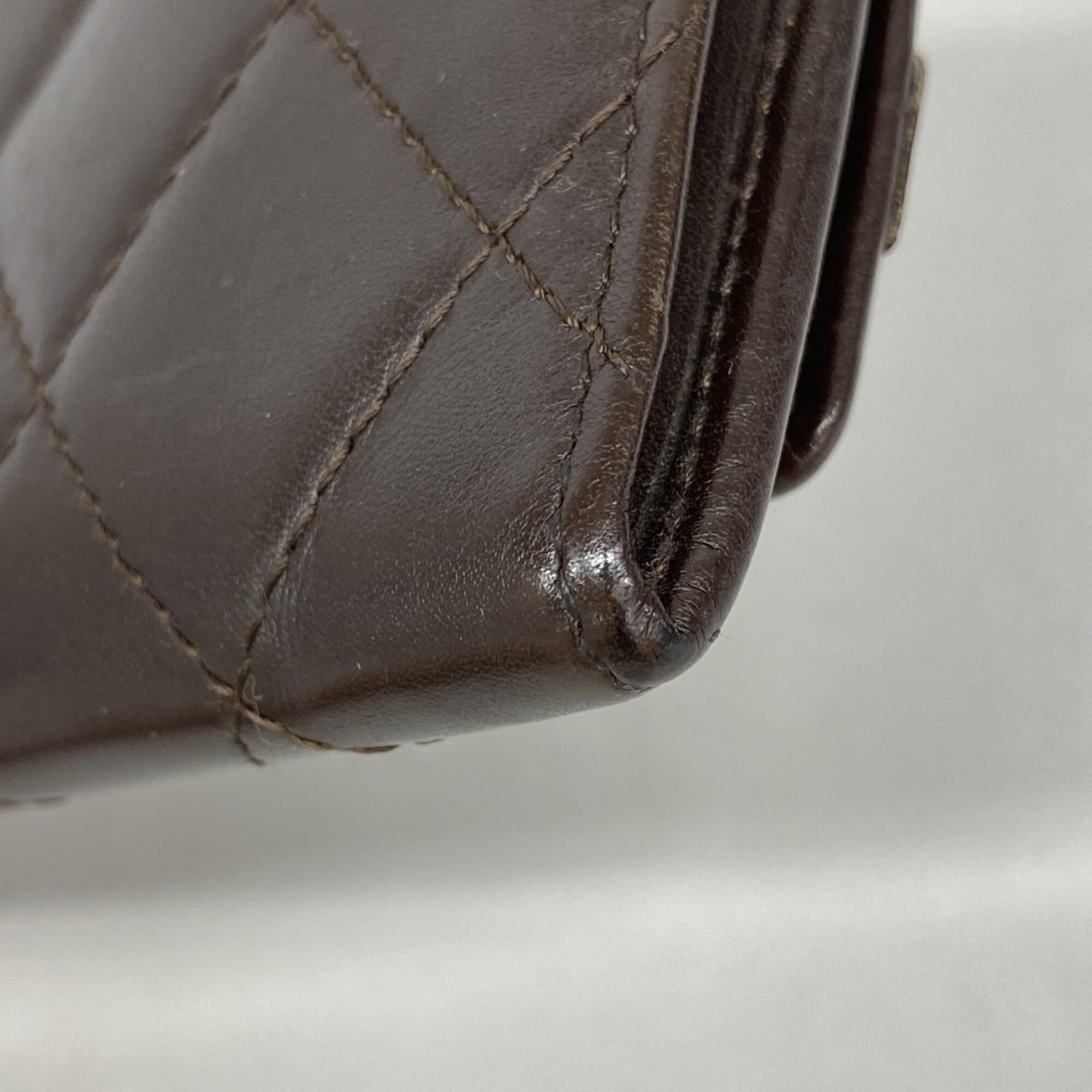 Chanel Dark Brown Leather Coin Purse/Coin Case (Pre-Owned)