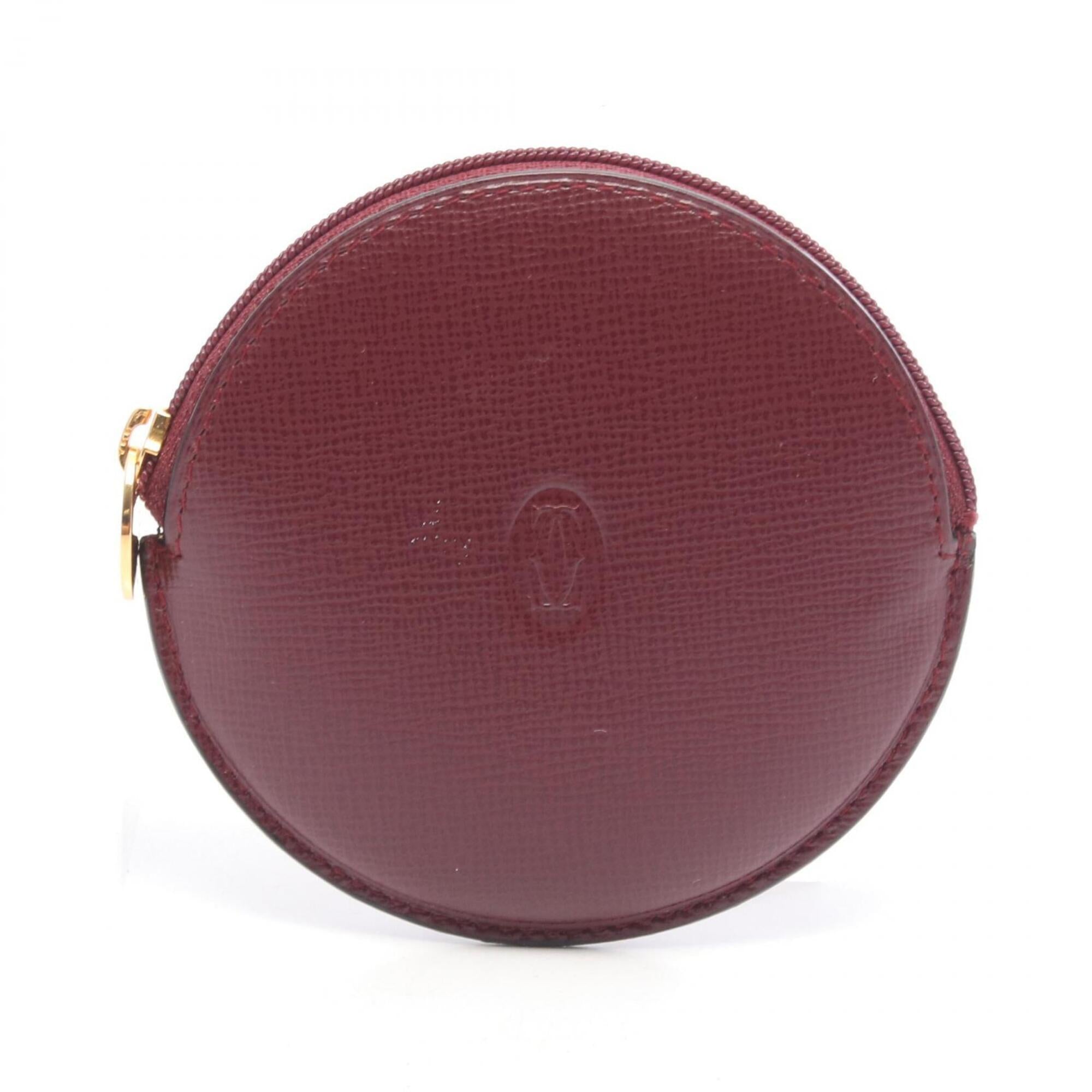 Cartier Bordeaux Leather Coin Purse/Coin Case (Pre-Owned)