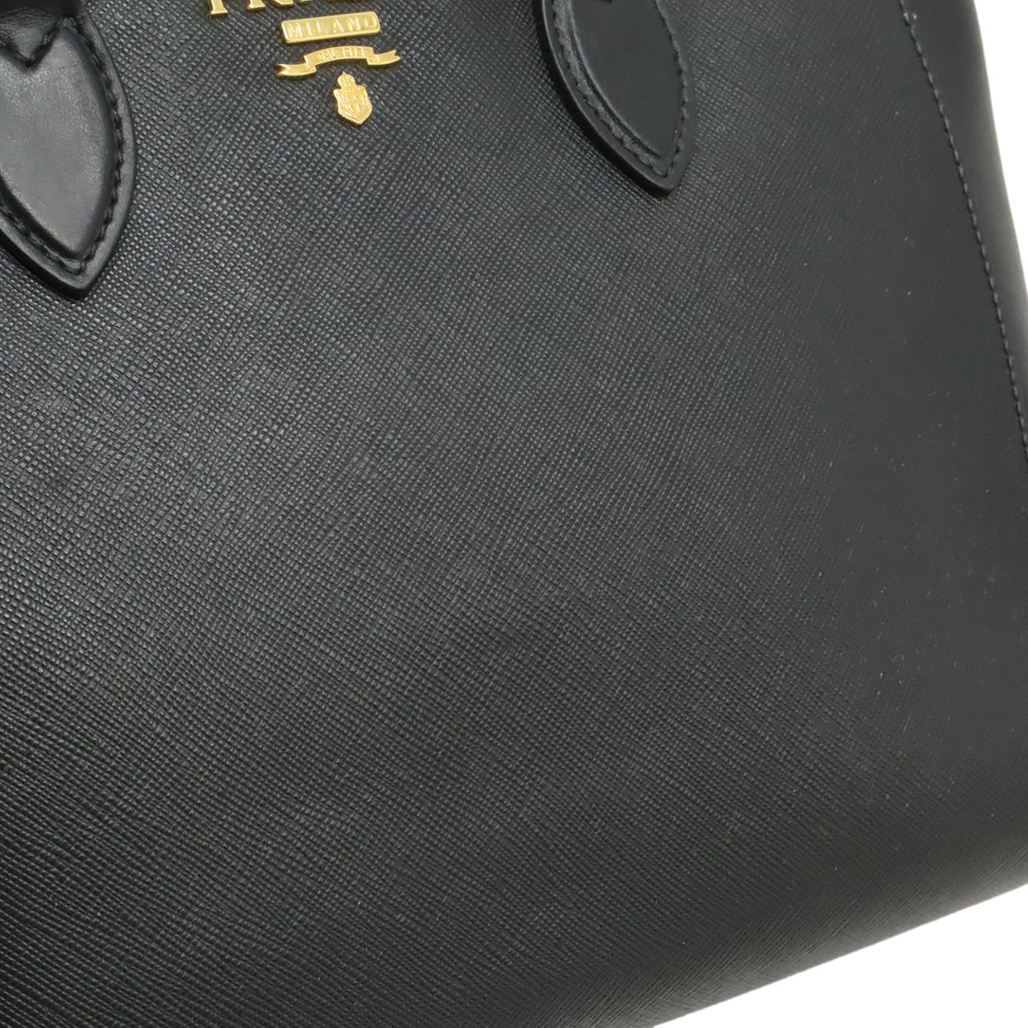 Prada Saffiano Black Nero Leather Handbag Shoulder Bag (Pre-Owned)