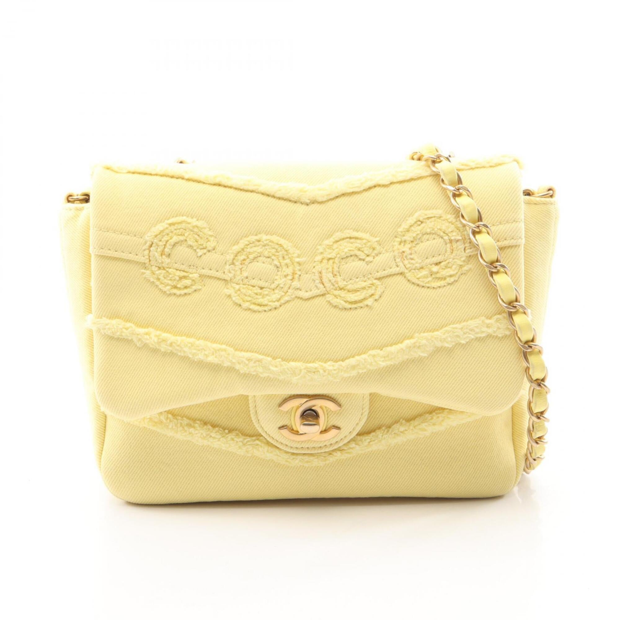 Chanel Yellow Denim Handbag Shoulder Bag (Pre-Owned)