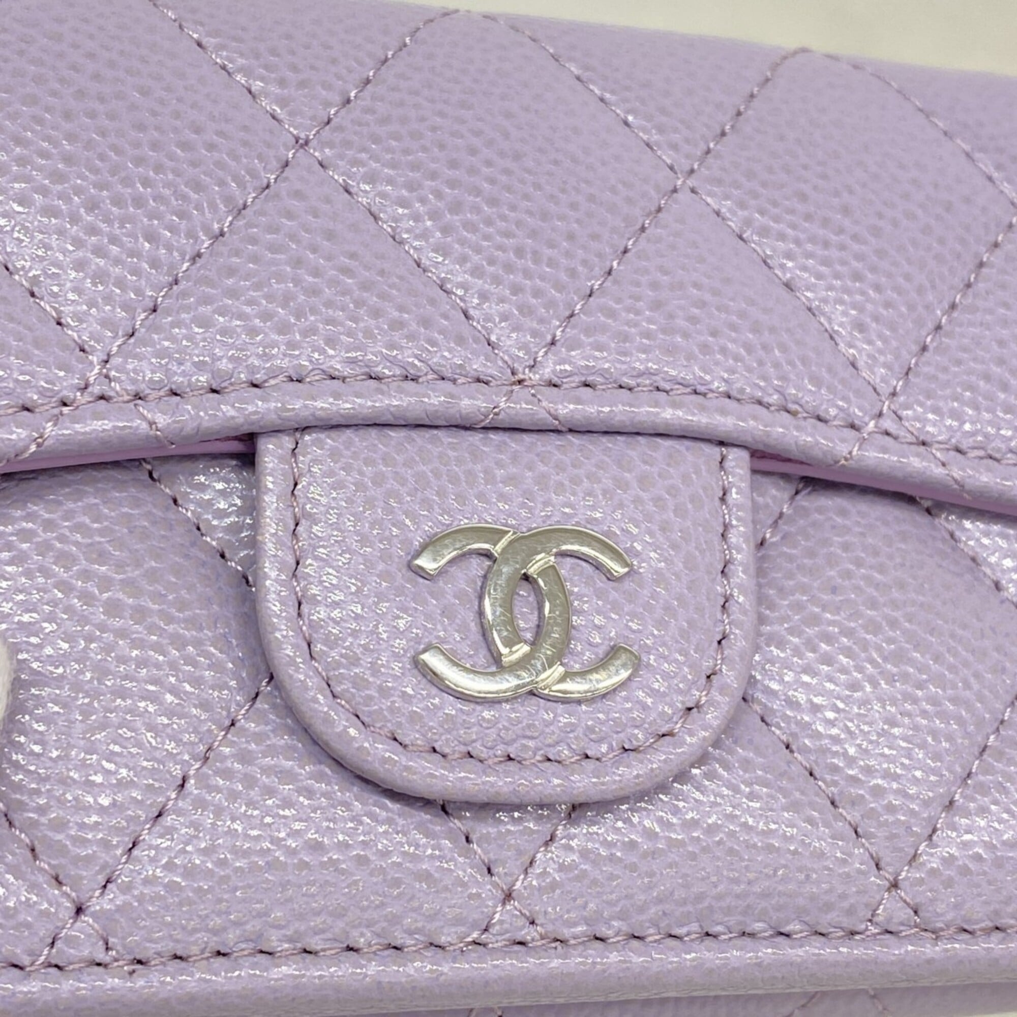 Chanel Purple Grained Calfskin Wallet (Tri-Fold) (Pre-Owned)