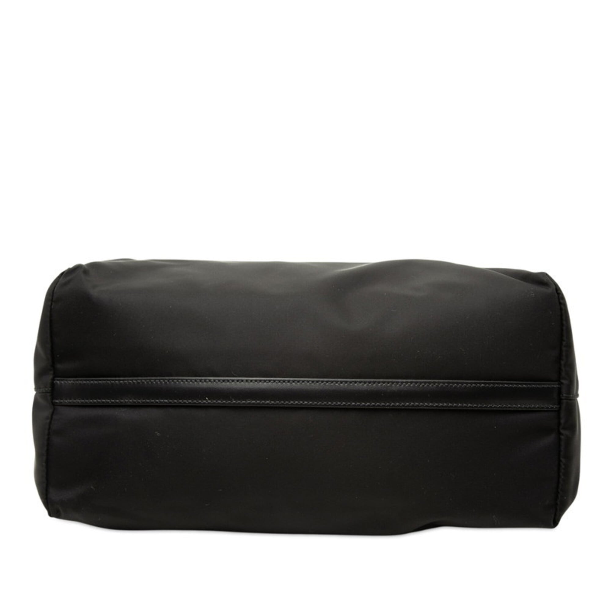 Prada Black Nylon Leather Handbag Tote Bag (Pre-Owned)