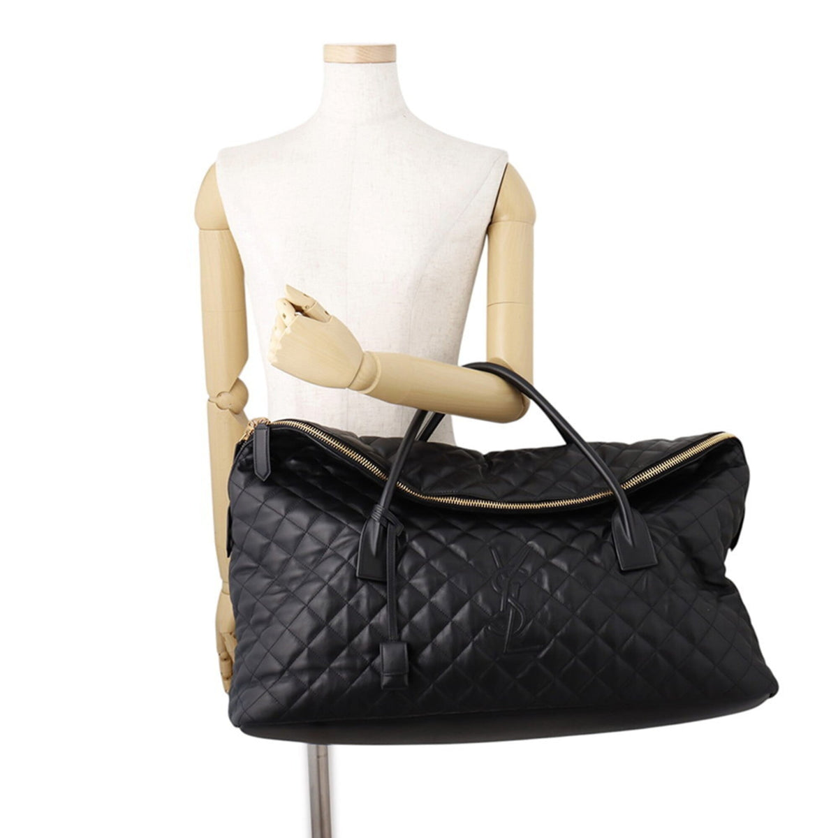 Giant Black Leather Boston Bag Handbag (Pre-Owned)