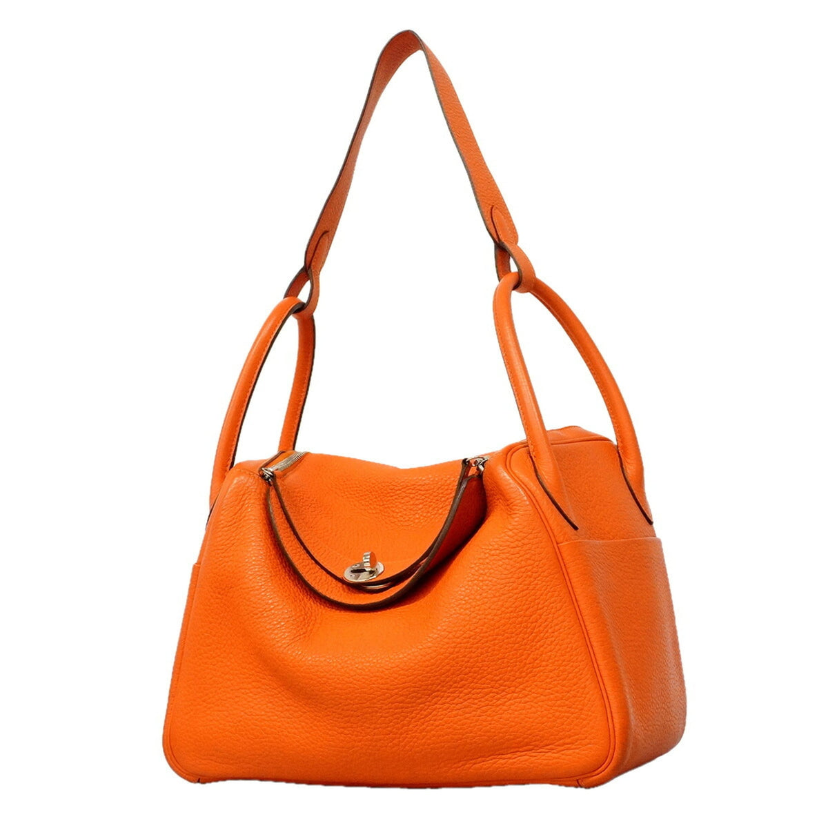 Hermes Orange Poppy Taurillon Clemence Leather Handbag (Pre-Owned)
