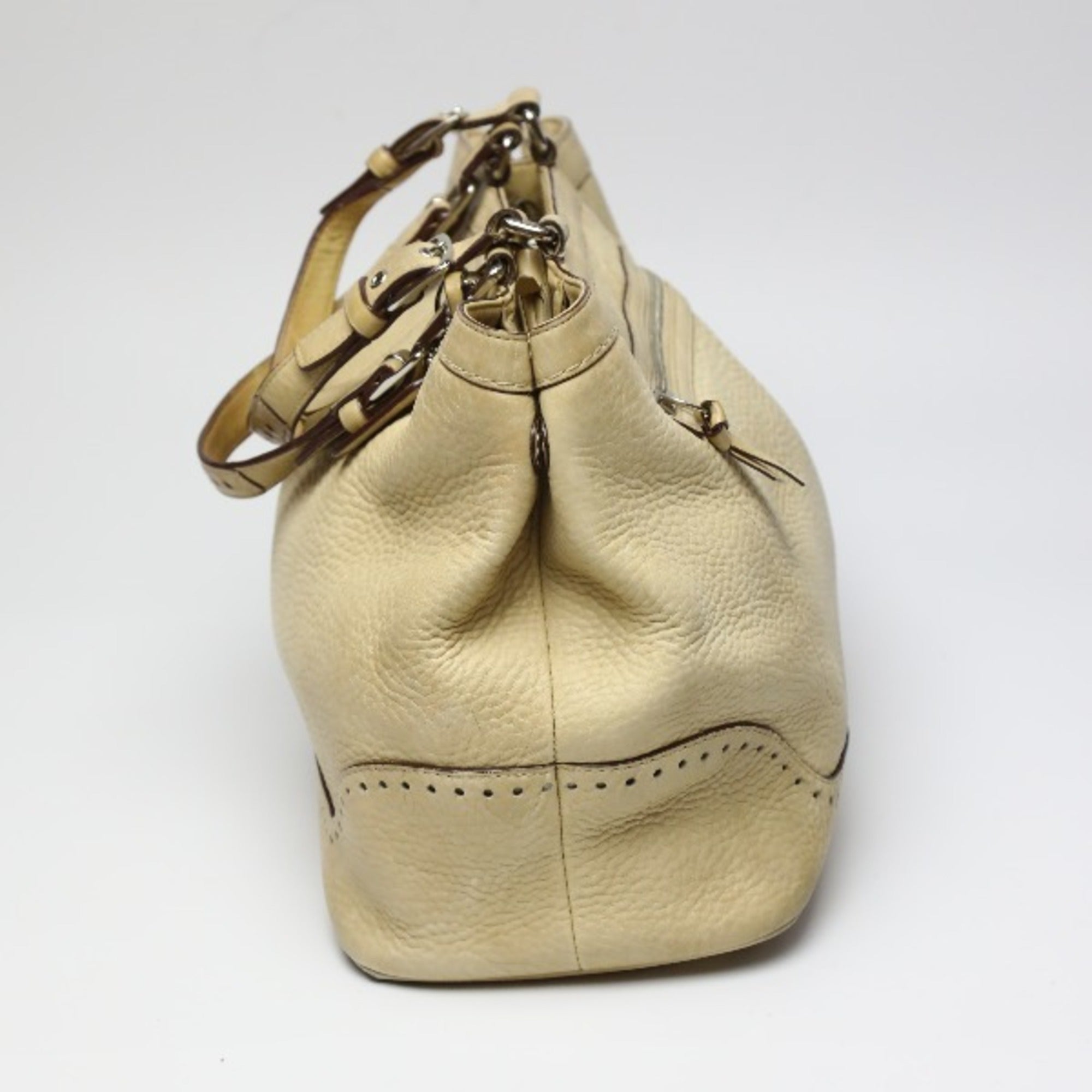 Coach Beige Leather Handbag Tote Bag (Pre-Owned)