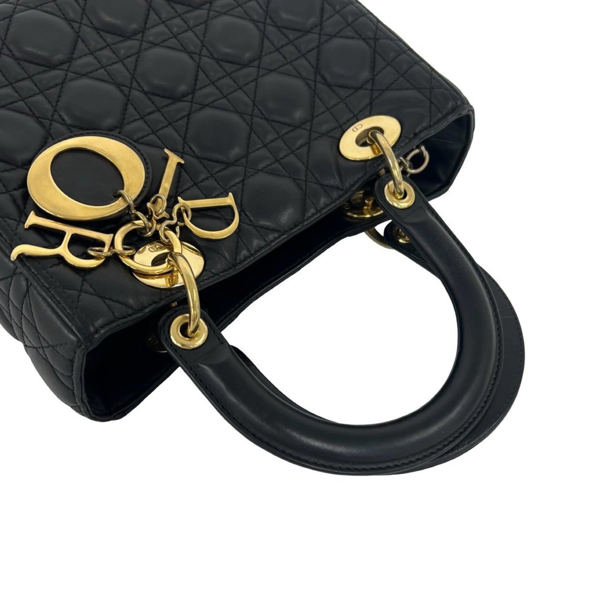 Christian Dior Black Leather Handbag Shoulder Bag (Pre-Owned)