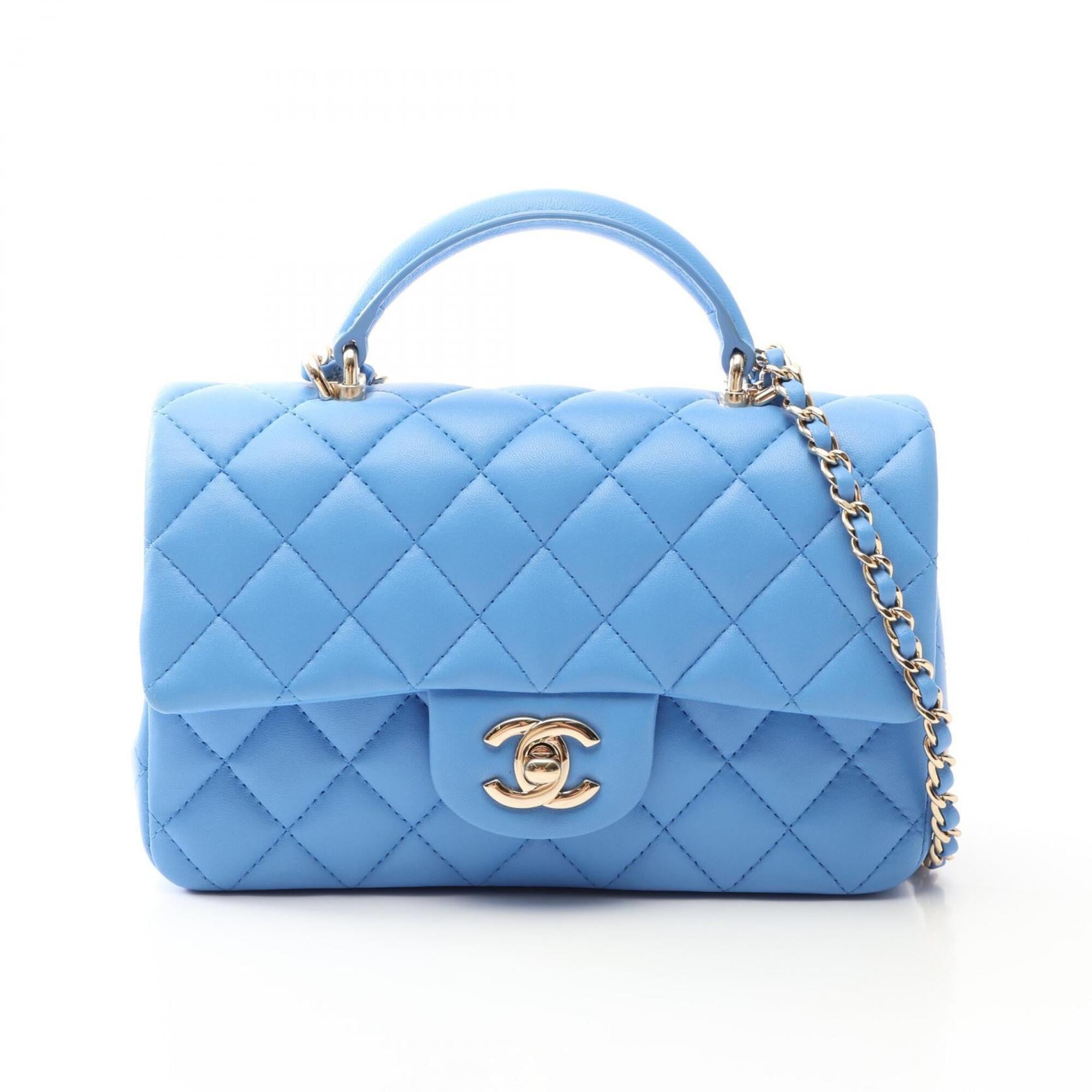 Chanel Blue Leather Handbag Shoulder Bag (Pre-Owned)