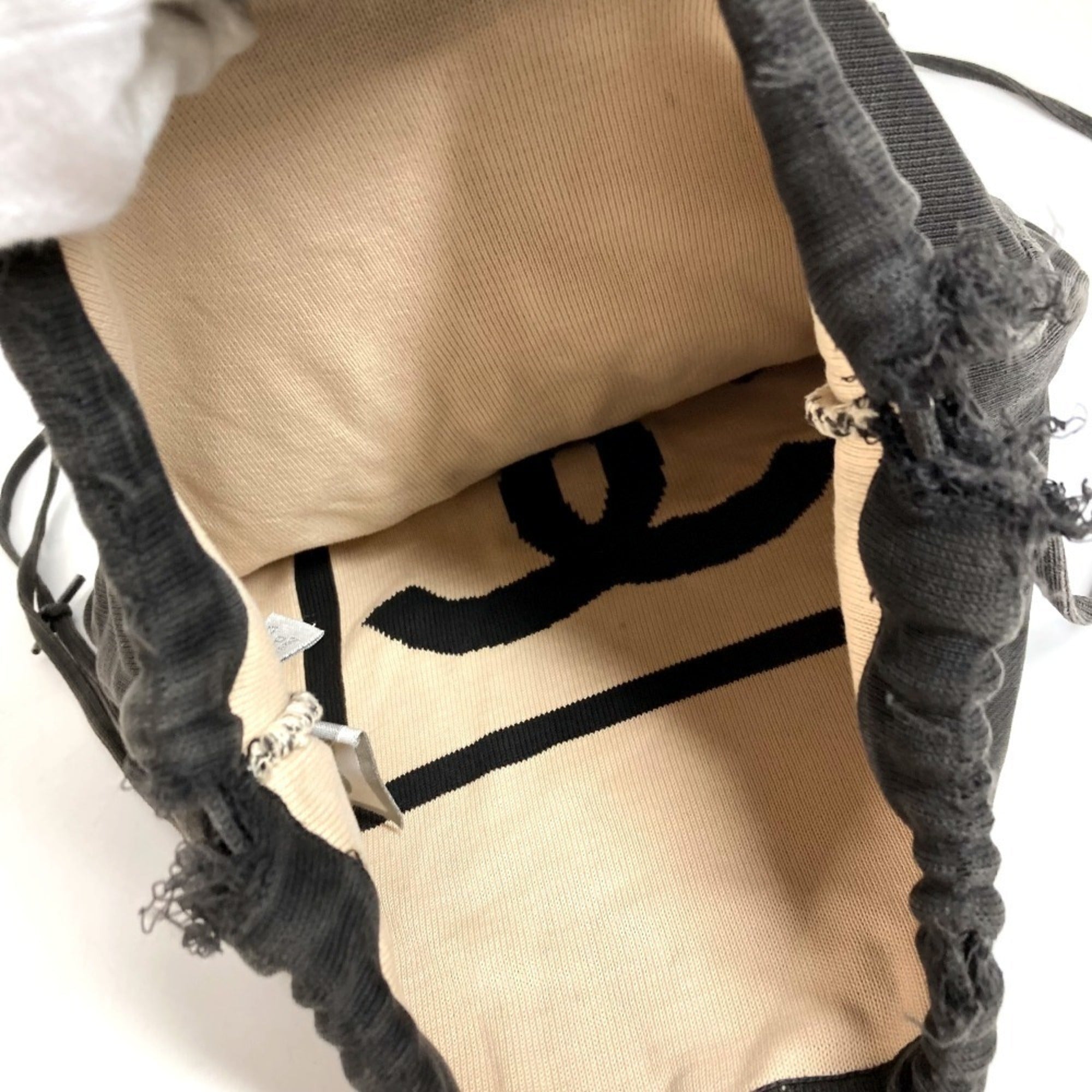 Chanel Beige Black Cotton Backpack (Pre-Owned)