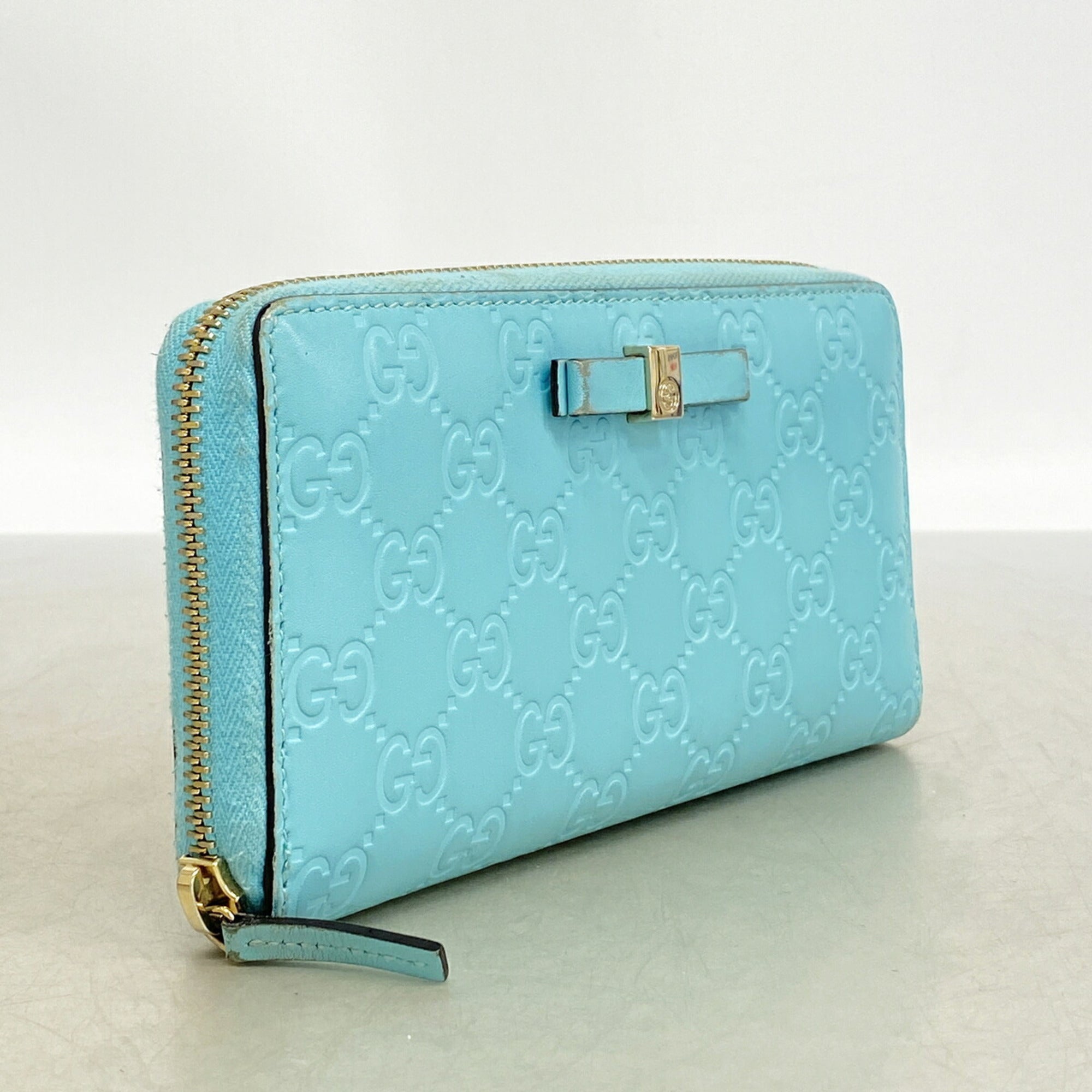 Gucci Light Blue Leather Long Wallet (Bi-Fold) (Pre-Owned)