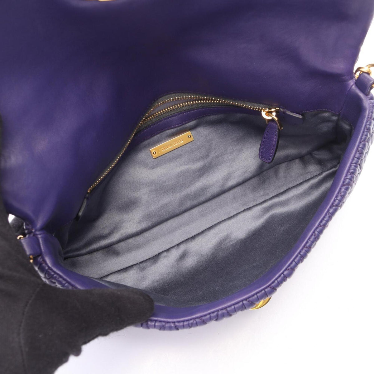 Miu Miu Matelasse Purple Leather Handbag Shoulder Bag (Pre-Owned)