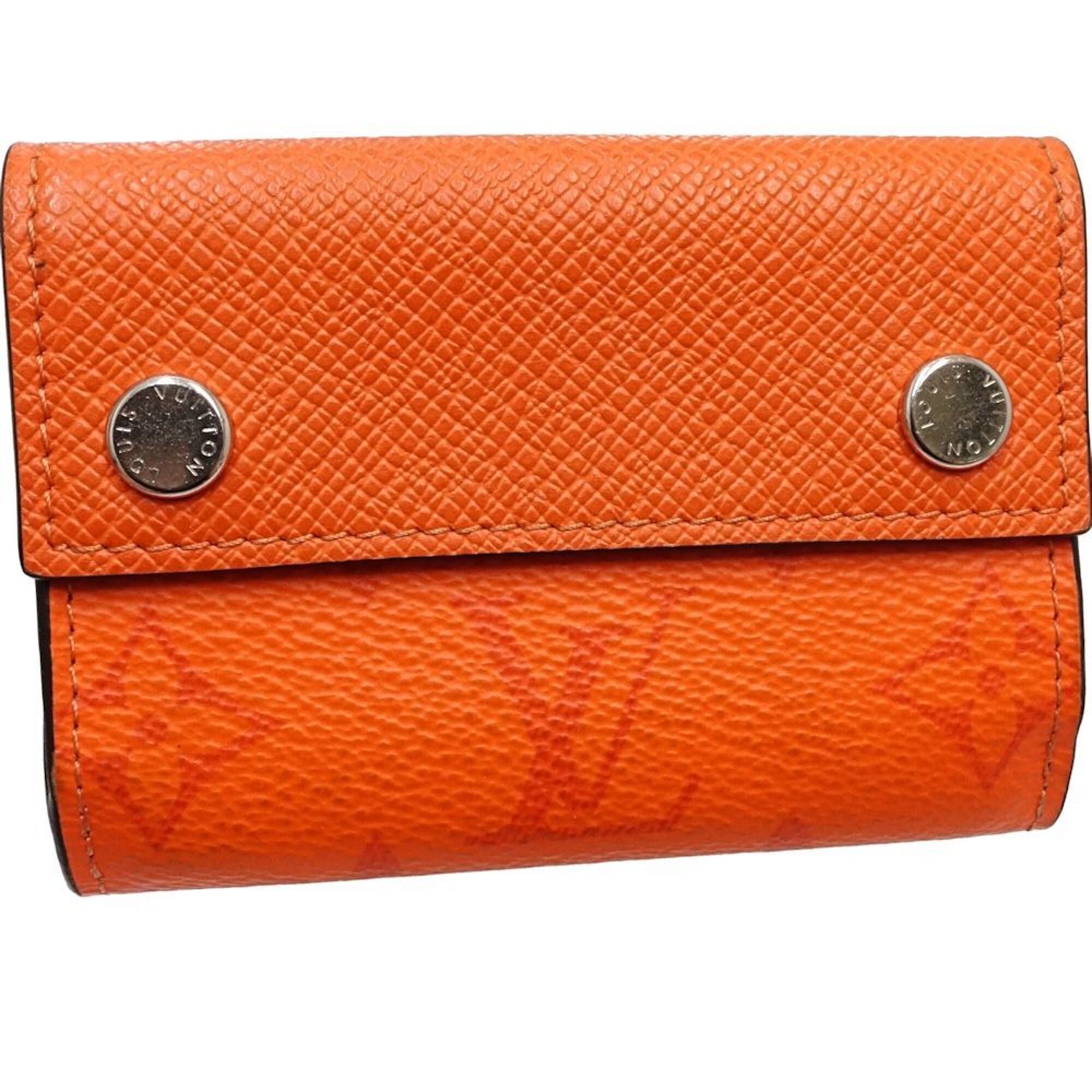 Louis Vuitton Taigarama Orange Leather Wallet (Tri-Fold) (Pre-Owned)