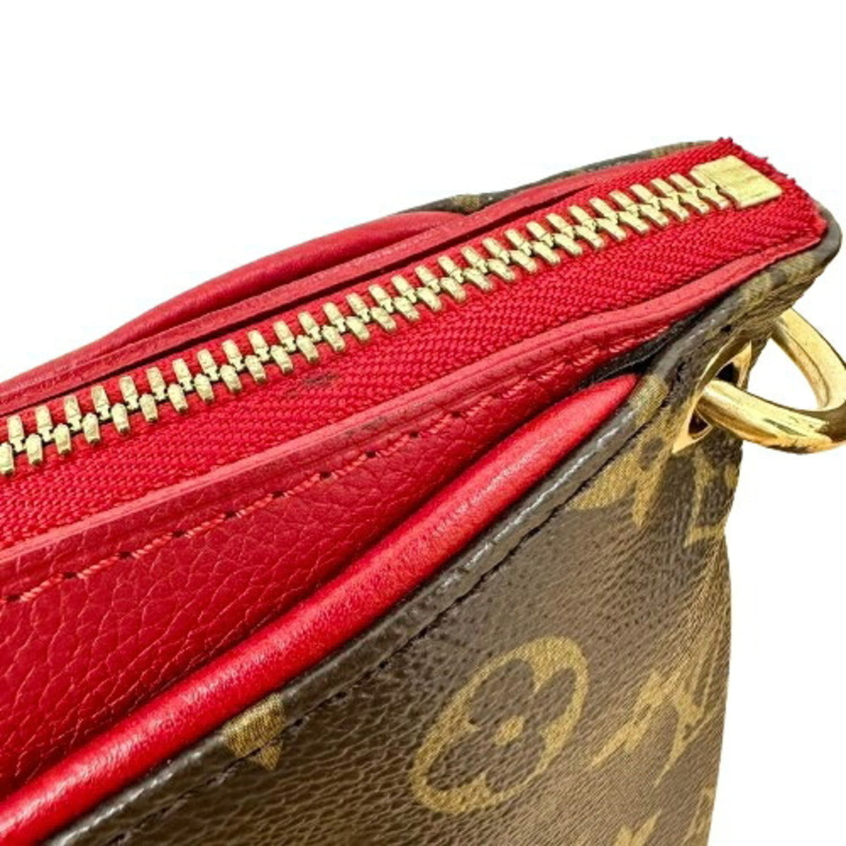 Louis Vuitton Monogram Brown Red Color Leather Handbag (Pre-Owned)