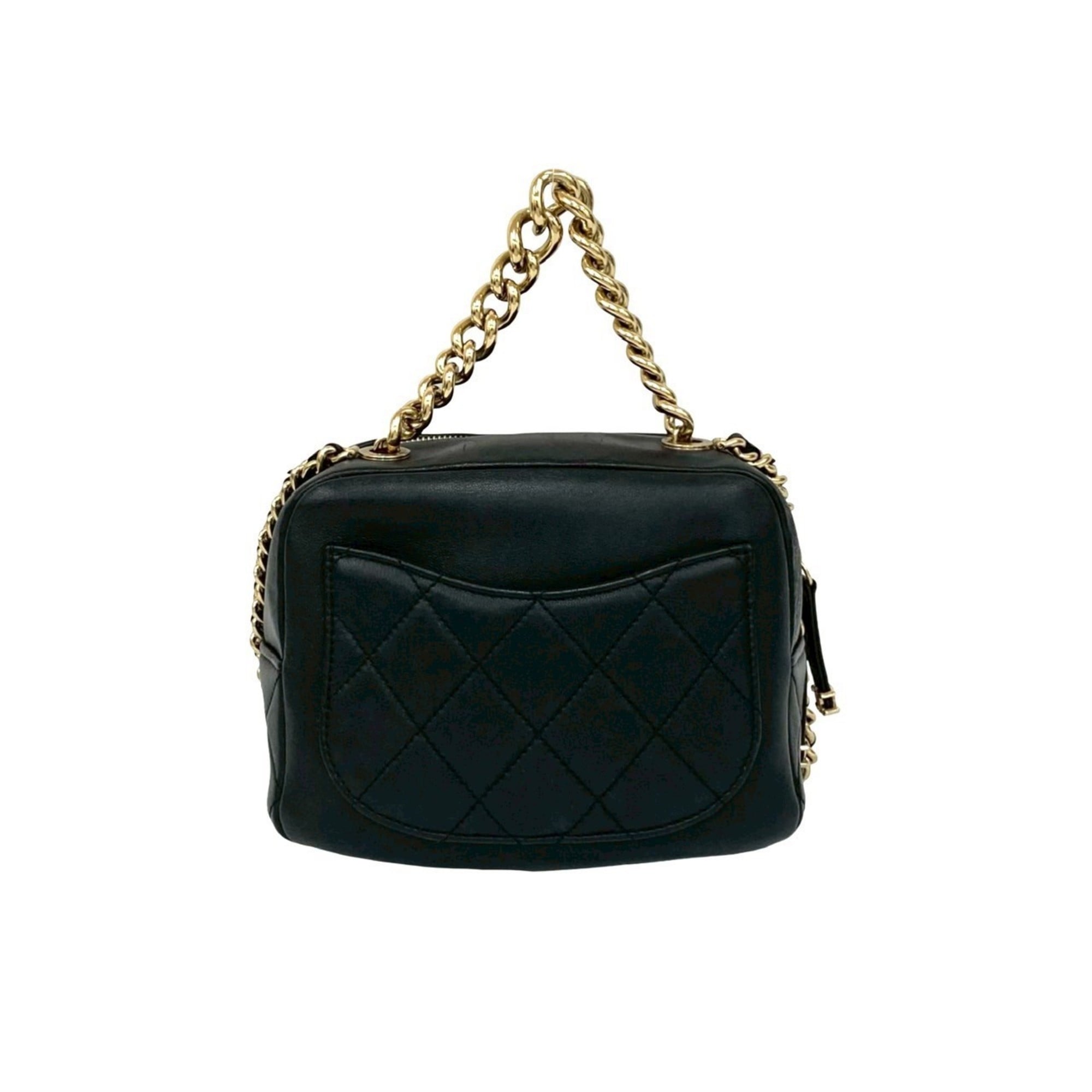 Chanel Black Leather Handbag Shoulder Bag (Pre-Owned)