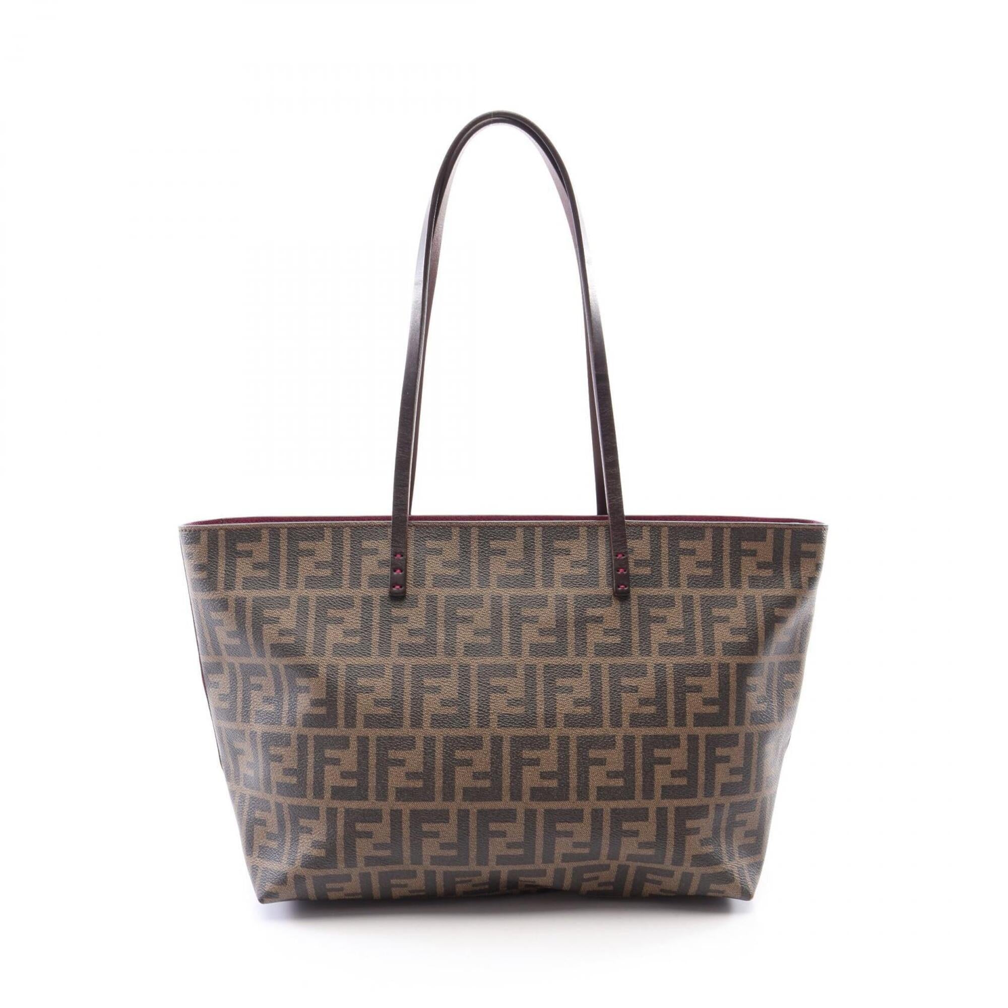 Fendi Zucca Brown Coated Canvas Leather Handbag Tote Bag (Pre-Owned)