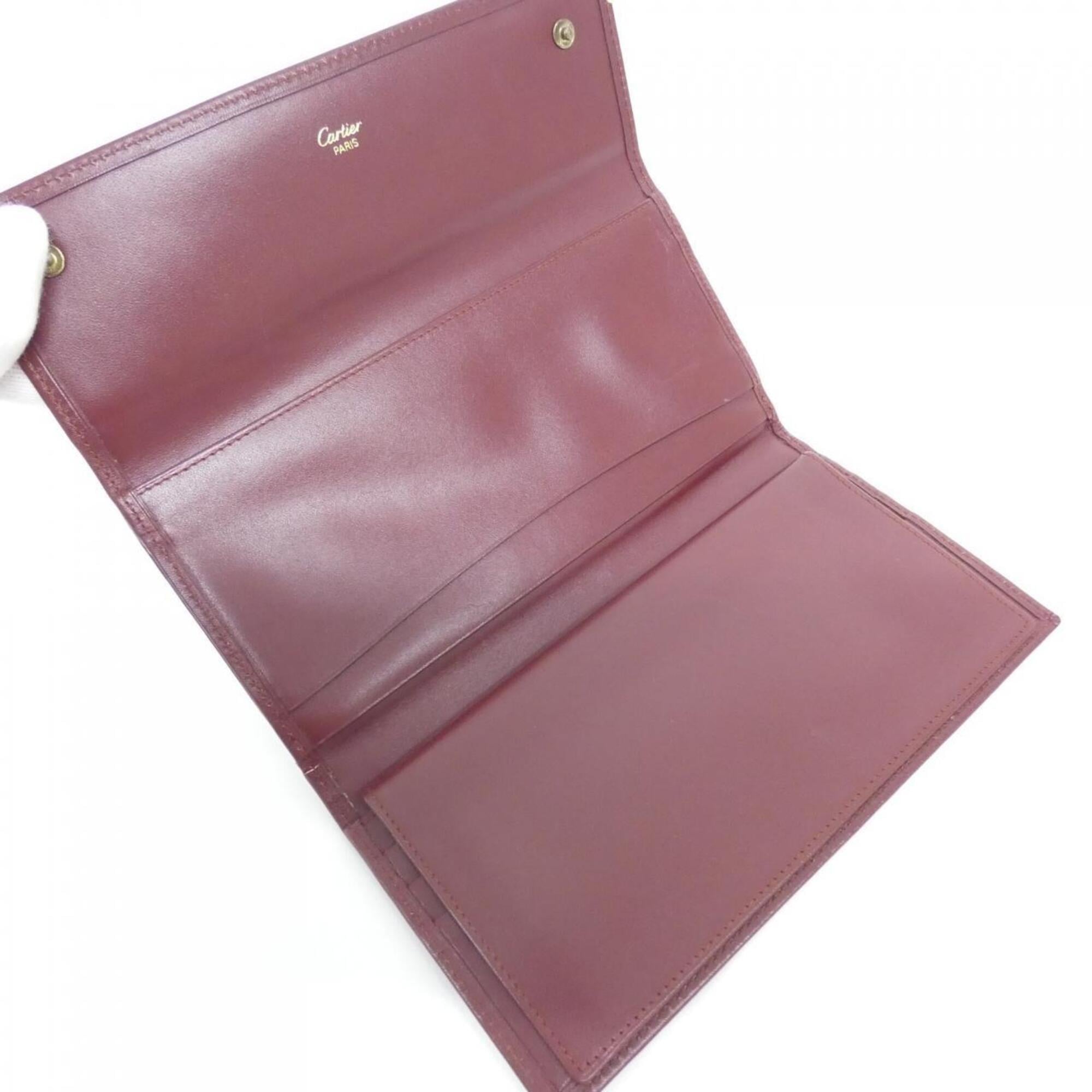 Cartier Bordeaux Leather Long Wallet (Tri-Fold) (Pre-Owned)