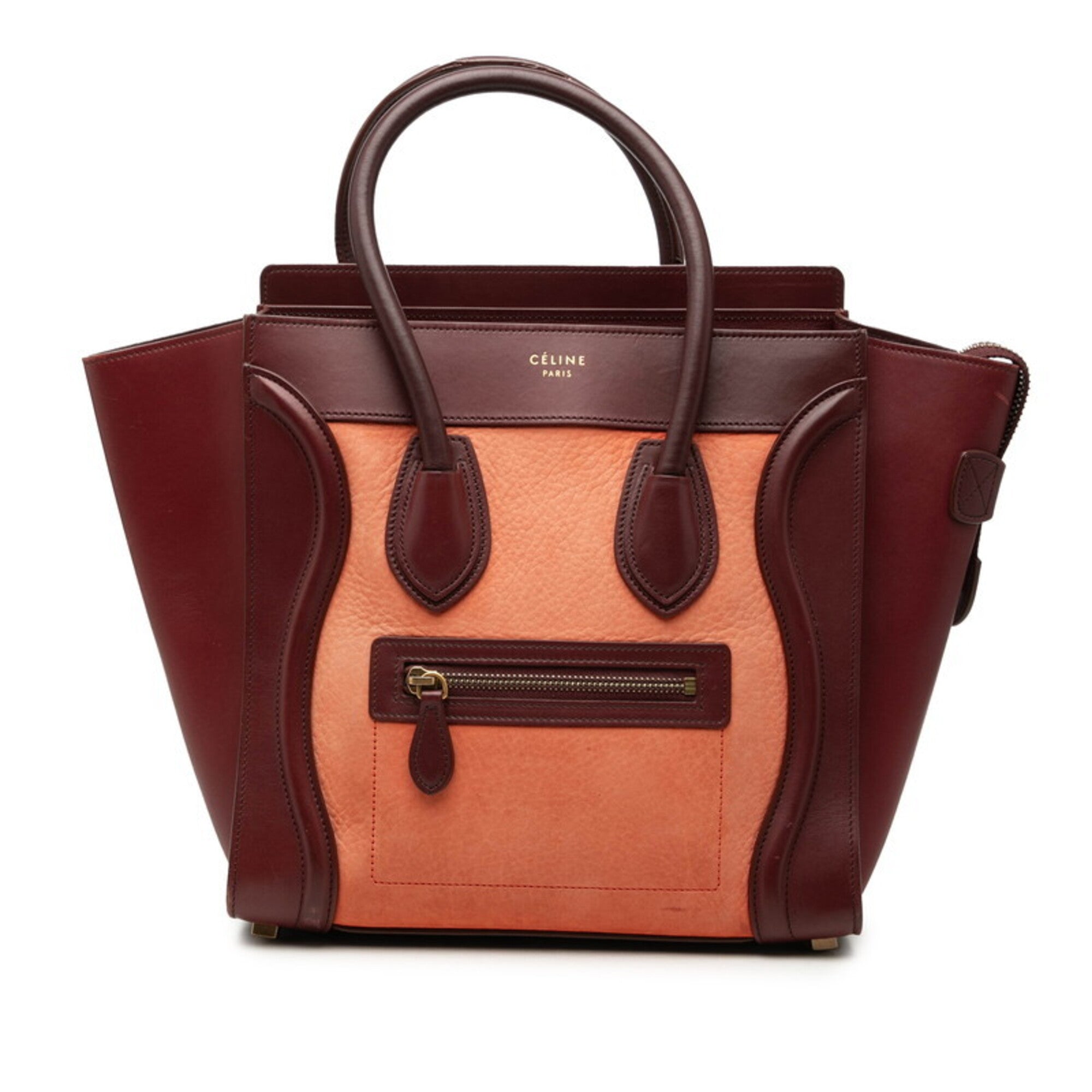 Celine Orange Red Color Wine Leather Suede Handbag (Pre-Owned)