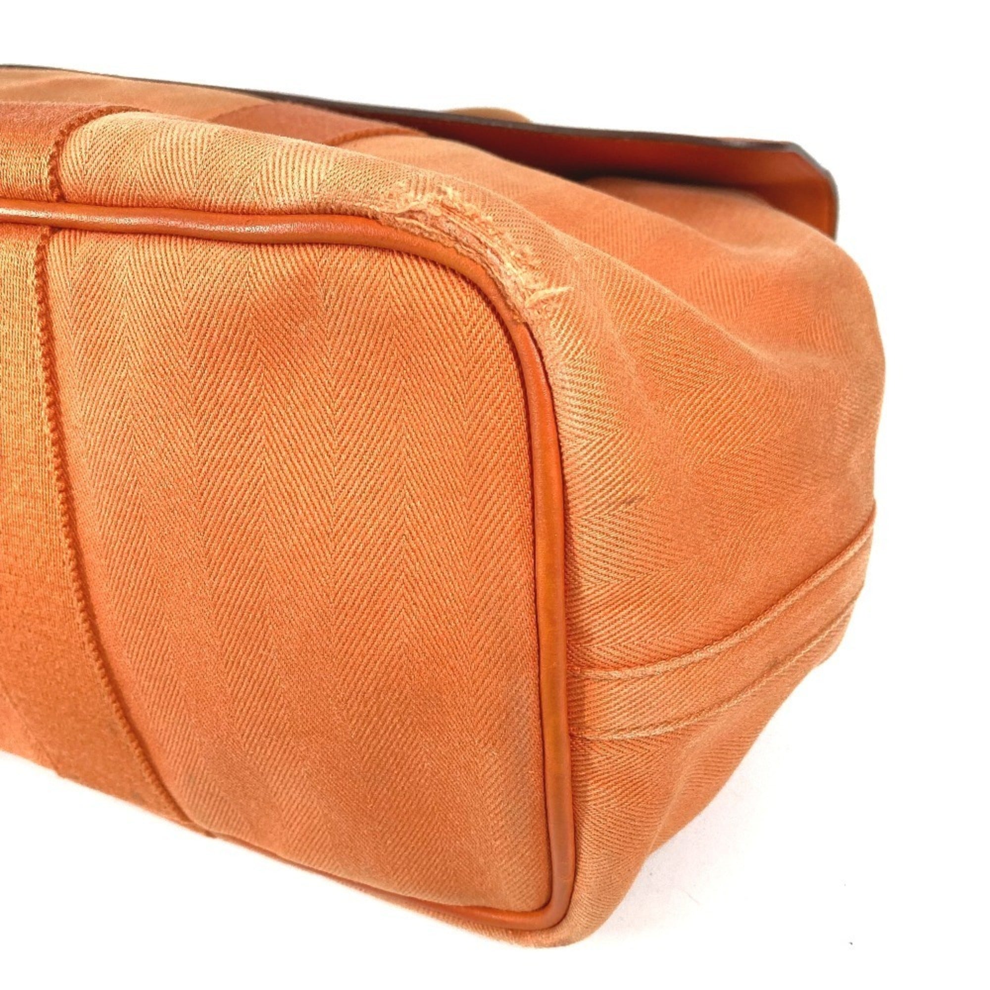 Hermes Orange Toile Chevron Handbag Pouch Tote Bag (Pre-Owned)