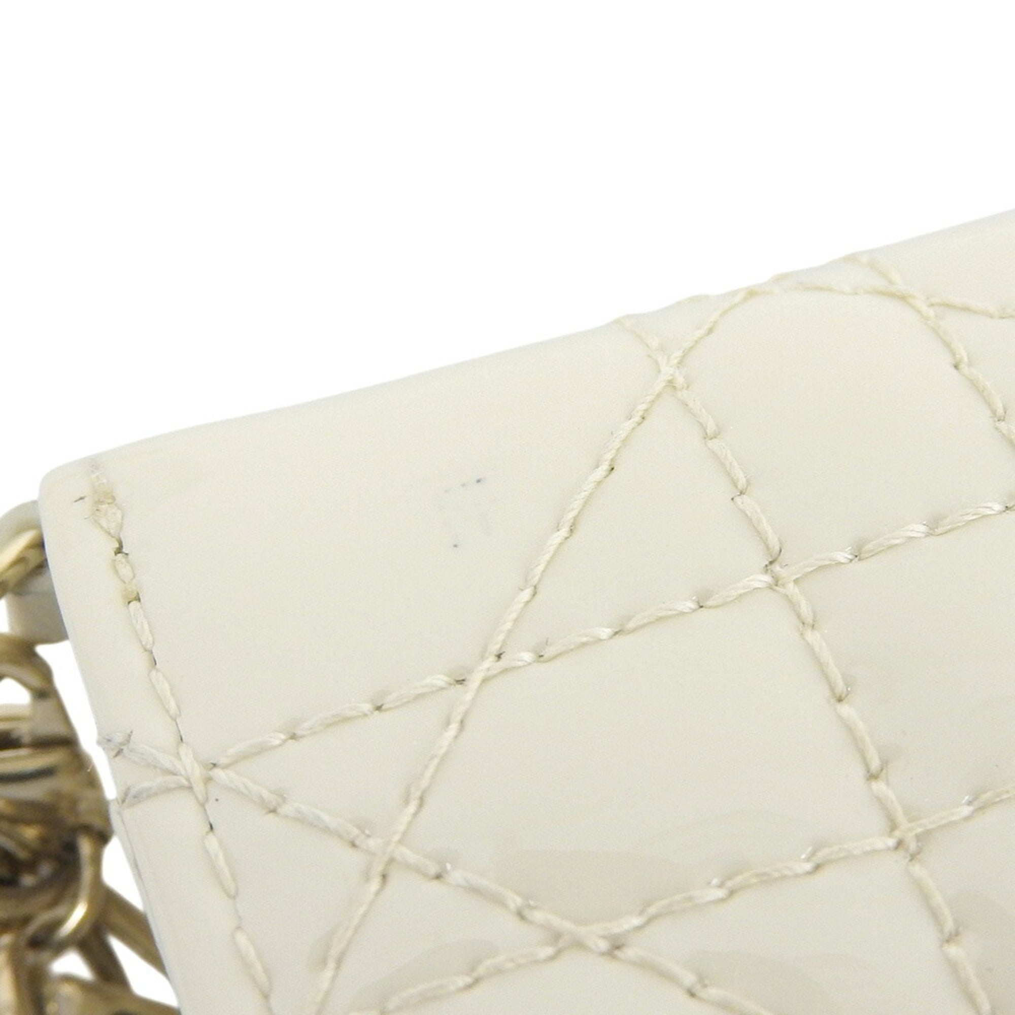Christian Dior Ivory Patent Leather Wallet (Tri-Fold) (Pre-Owned)