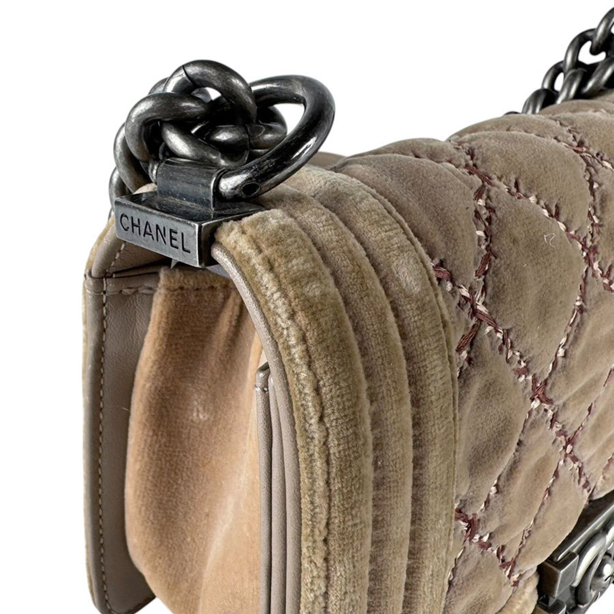 Chanel Light Brown Velvet Shoulder Bag (Pre-Owned)