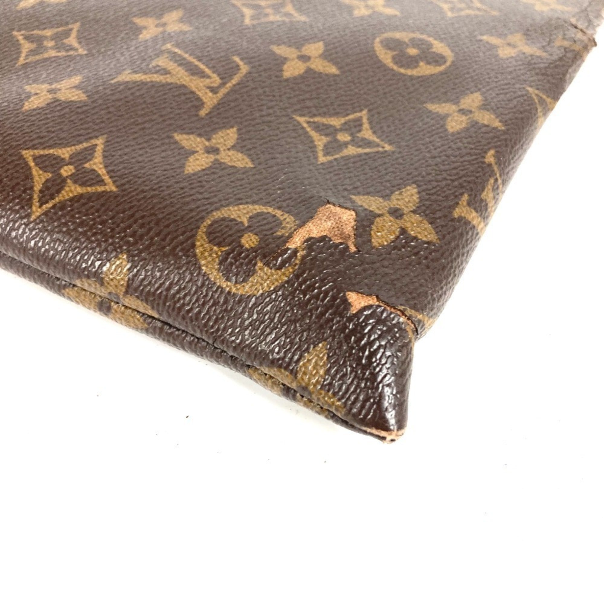 Louis Vuitton Black Brown Monogram Canvas Clutch Bag Handbag Pochette Pouch (Pre-Owned)