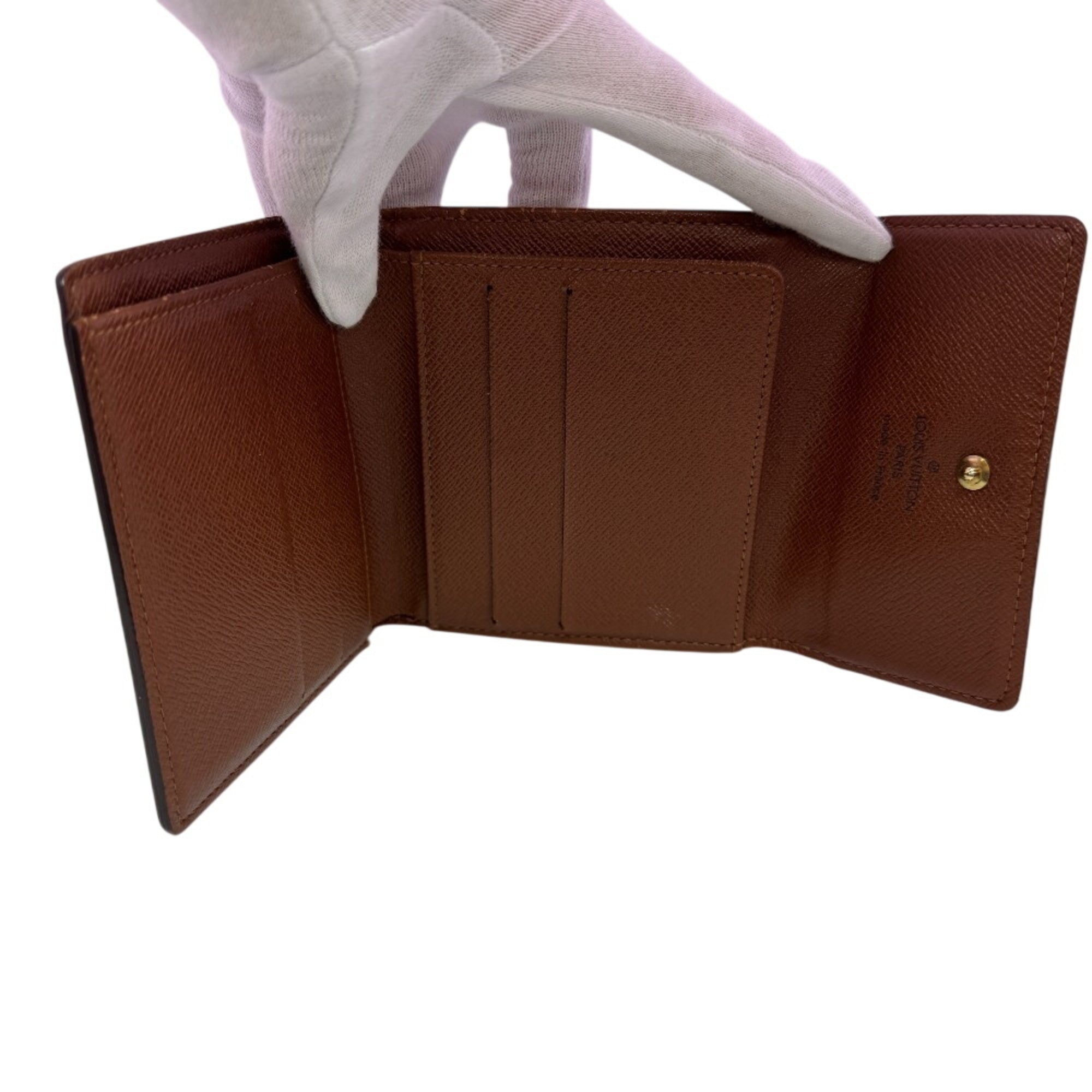 Louis Vuitton Brown Leather Wallet (Tri-Fold) (Pre-Owned)