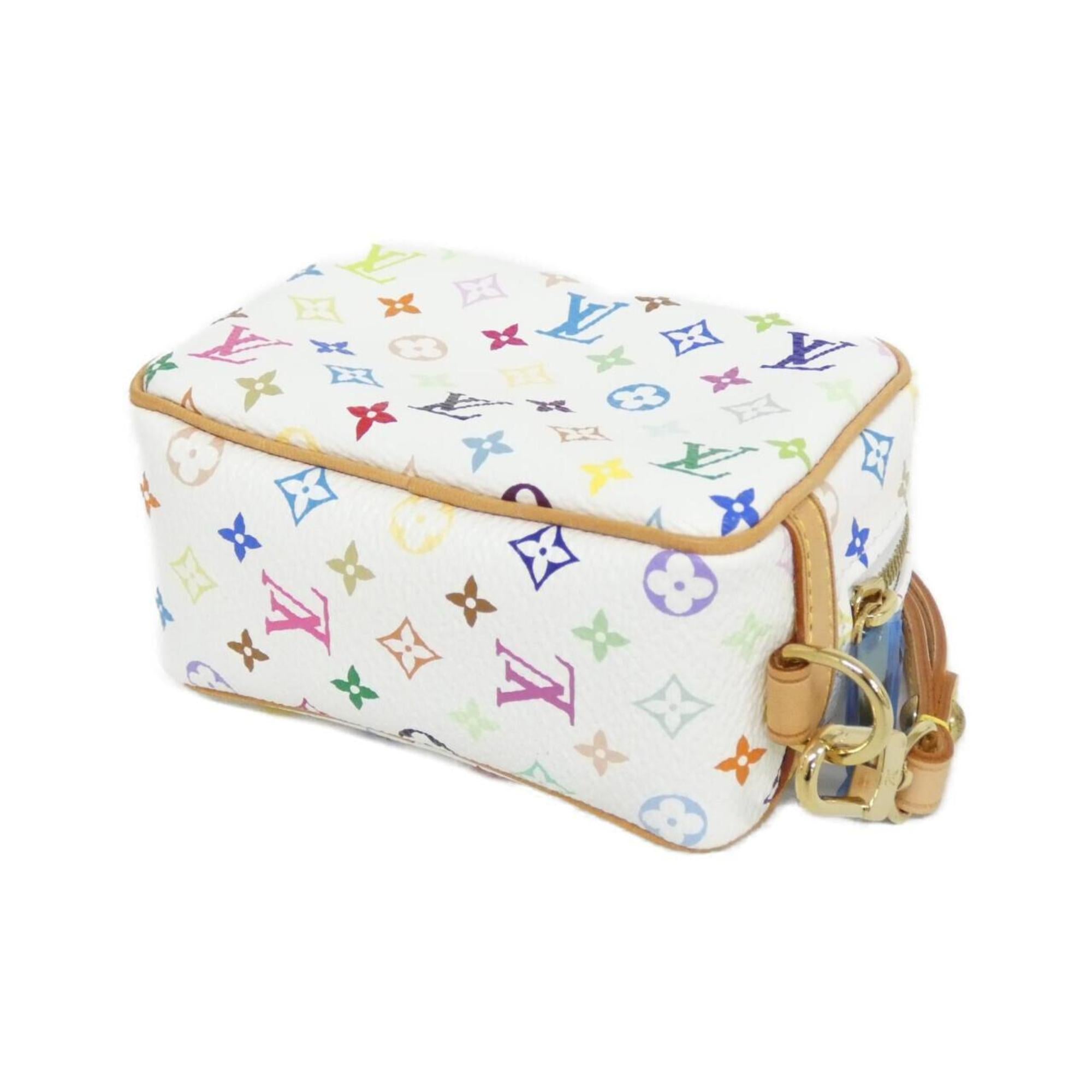 Louis Vuitton Multi-Color White Coated Canvas Handbag Pouch (Pre-Owned)