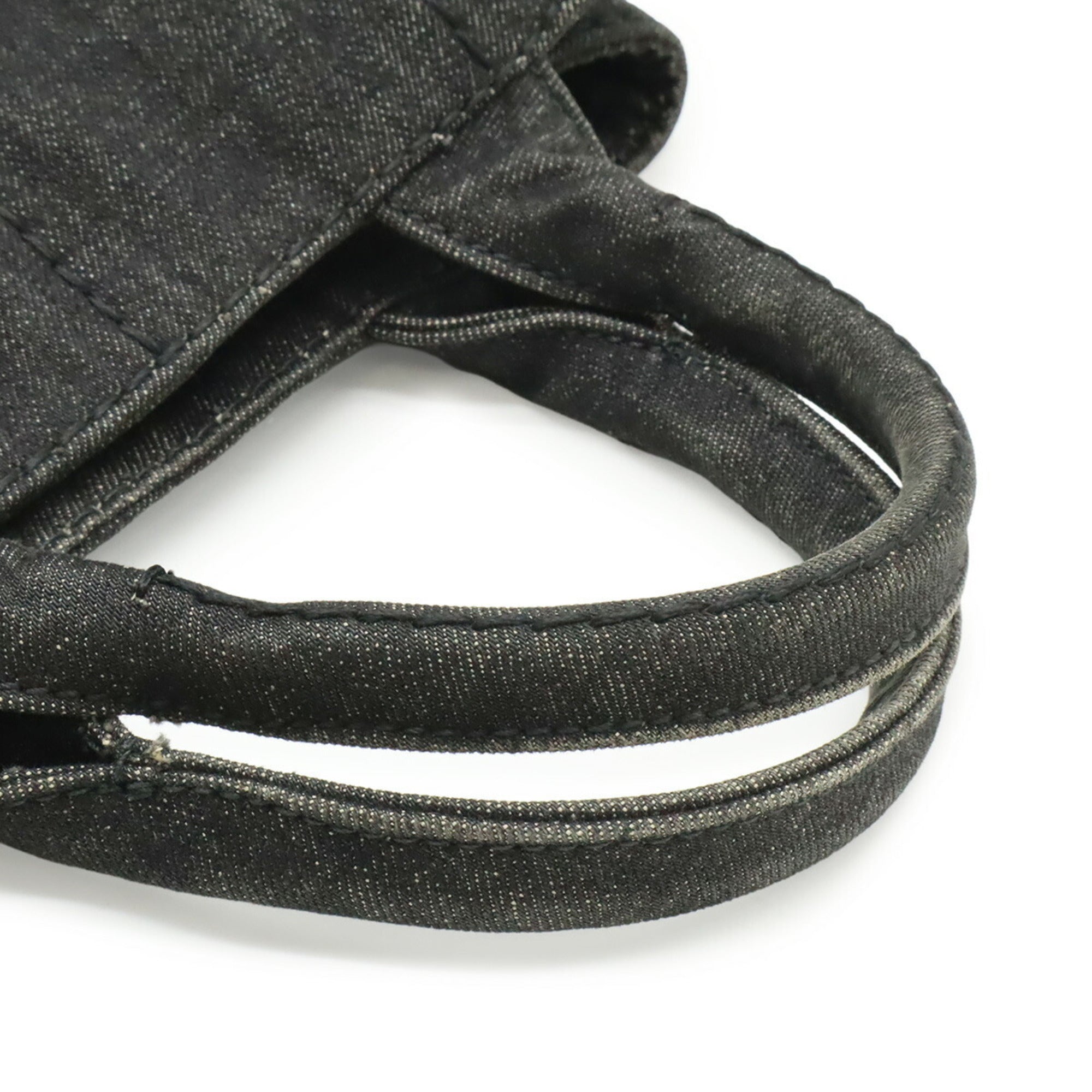 Prada Canapa Black Nero Denim Handbag Tote Bag (Pre-Owned)
