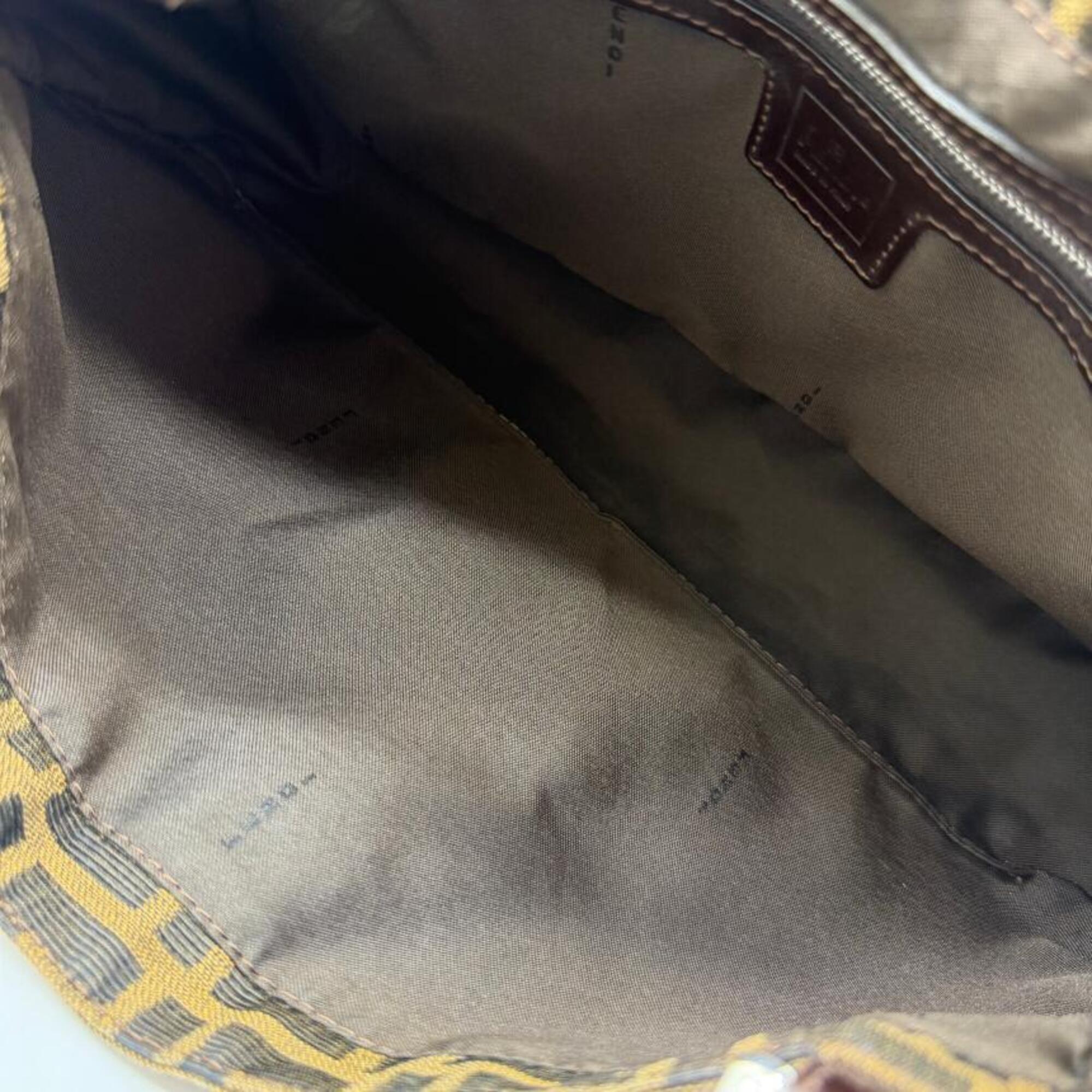 Fendi Brown Canvas Leather Handbag Shoulder Bag (Pre-Owned)