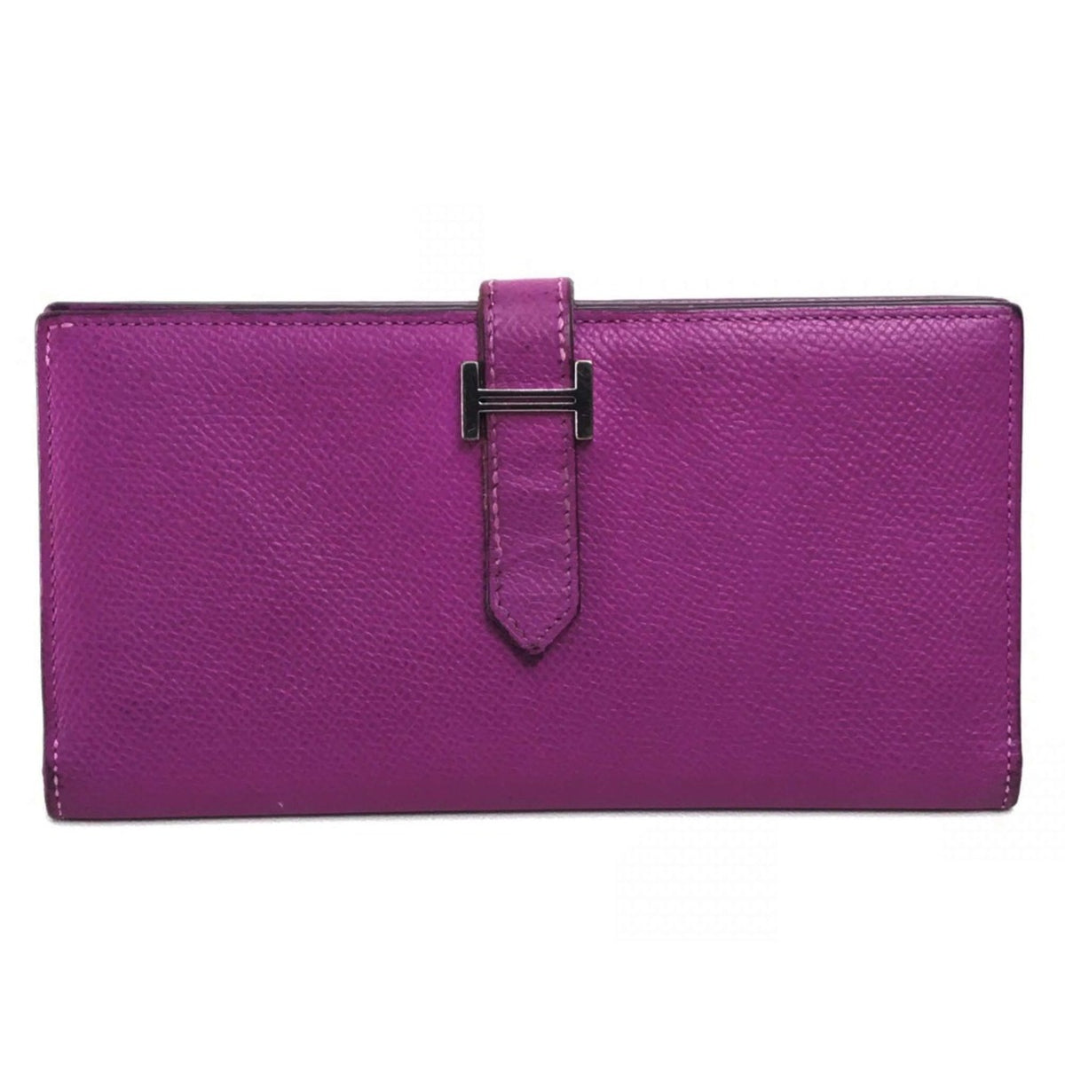 Hermes Purple Leather Long Wallet (Bi-Fold) (Pre-Owned)