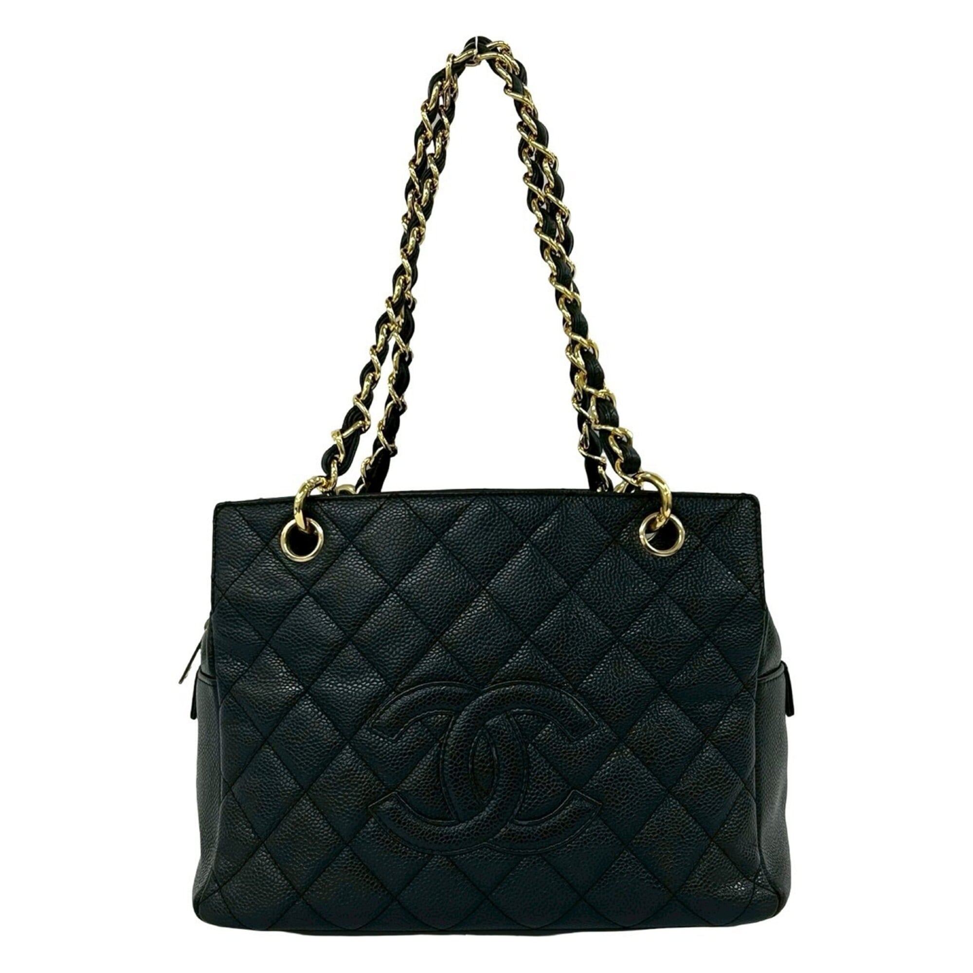 Chanel Black Grained Calfskin Shoulder Bag Tote Bag (Pre-Owned)