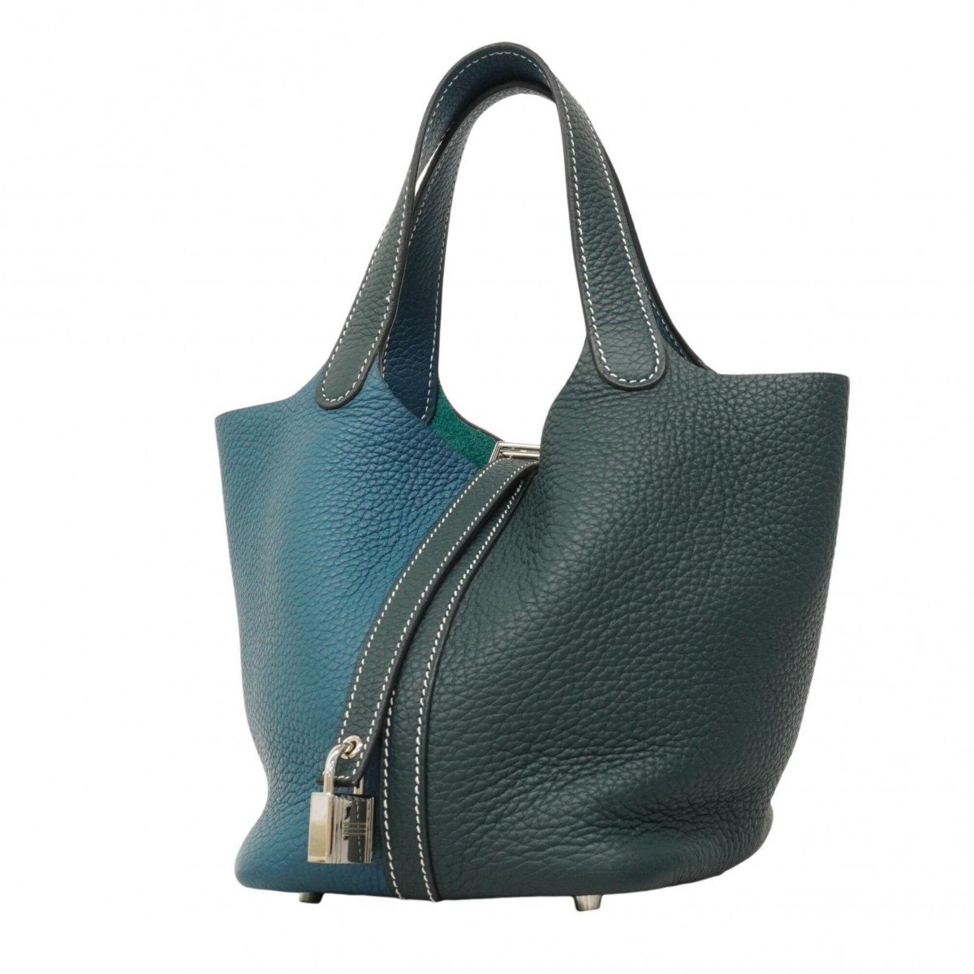 Hermes Green Taurillon Clemence Leather Handbag (Pre-Owned)