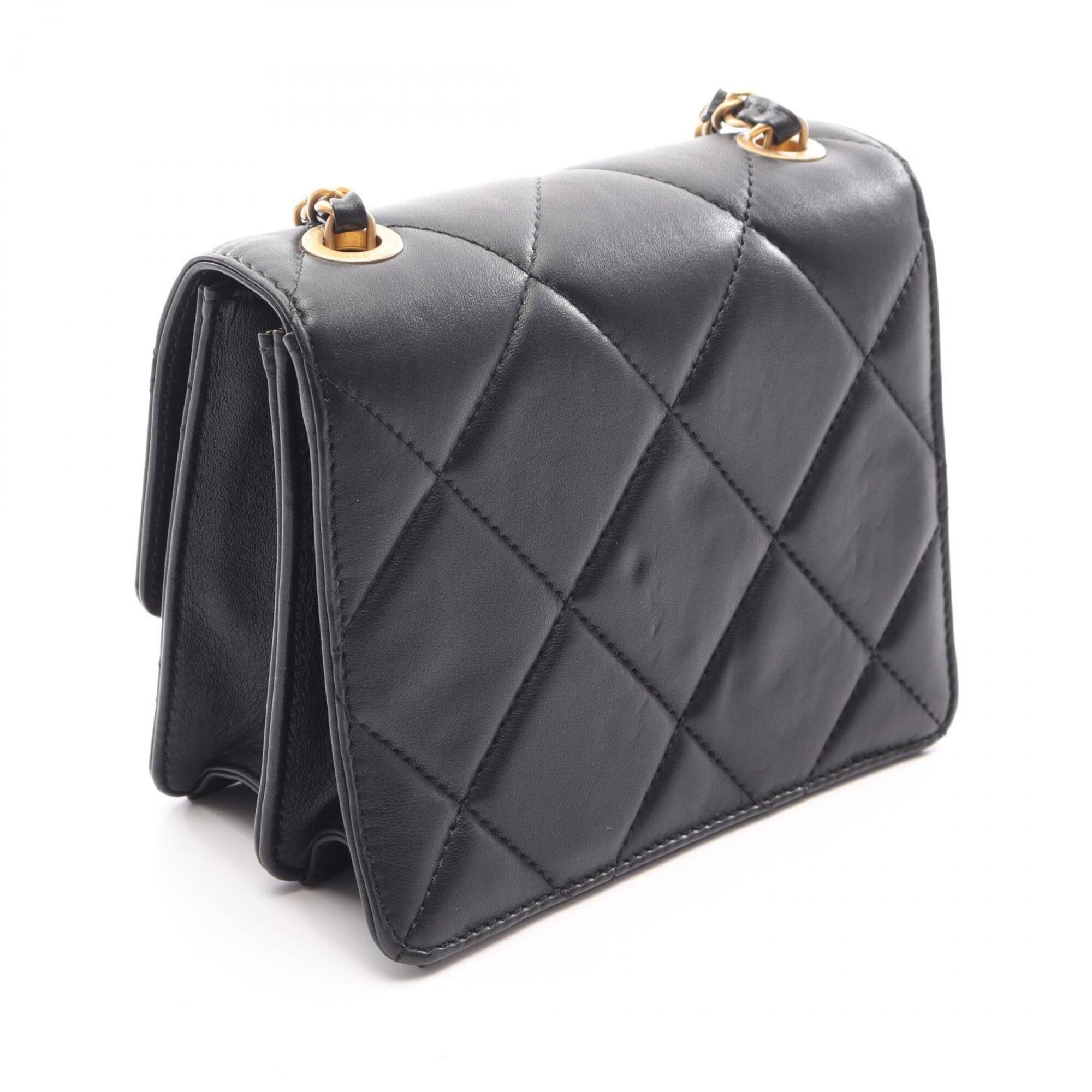 Chanel Black Leather Handbag Shoulder Bag (Pre-Owned)