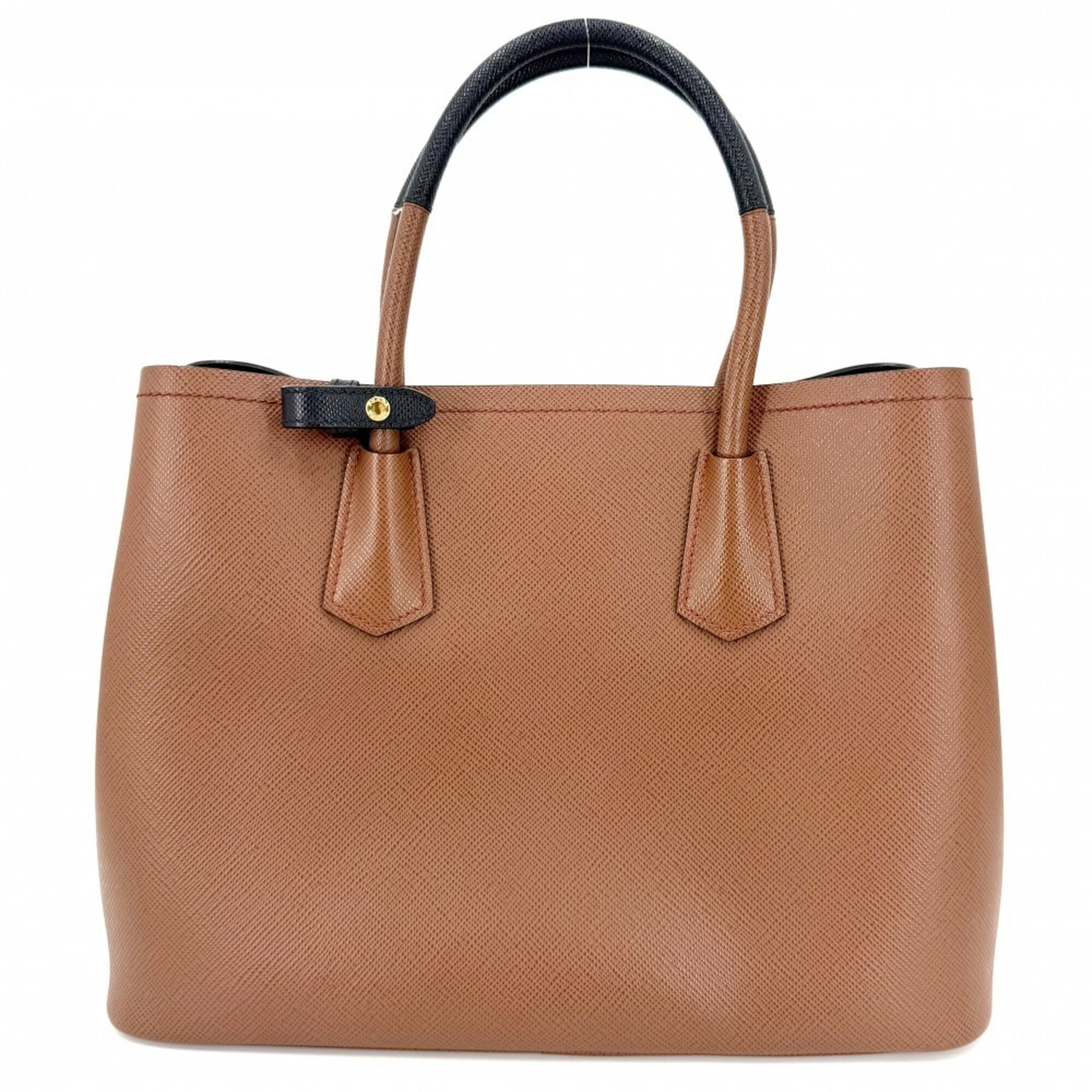 Prada Brown Leather Handbag Tote Bag (Pre-Owned)