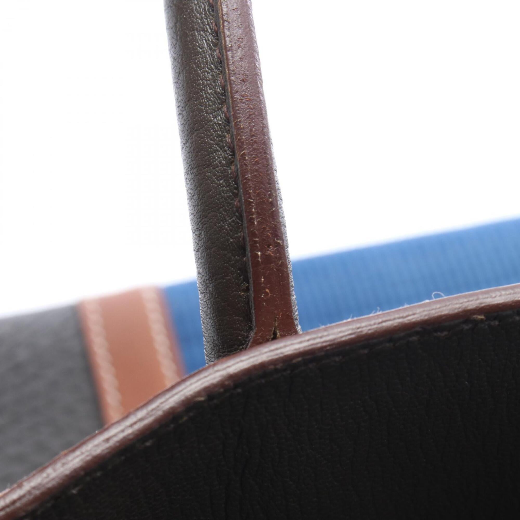Hermes Blue Brown Khaki Fjord Leather Barenia Leather Handbag (Pre-Owned)
