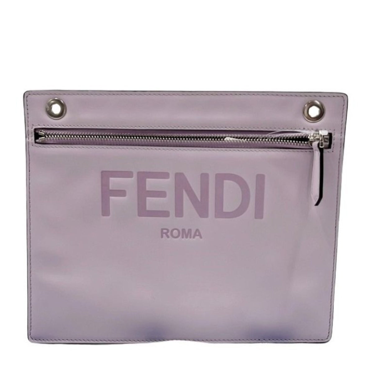 Fendi Gray Purple Leather Clutch Bag (Pre-Owned)