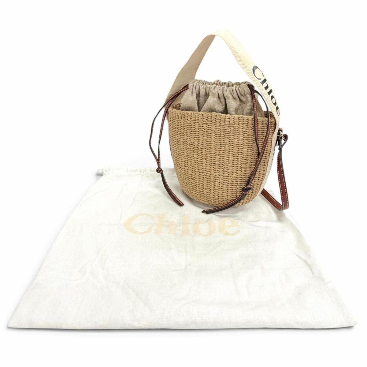 Chloé Beige Paper Leather Basket Shoulder Bag (Pre-Owned)