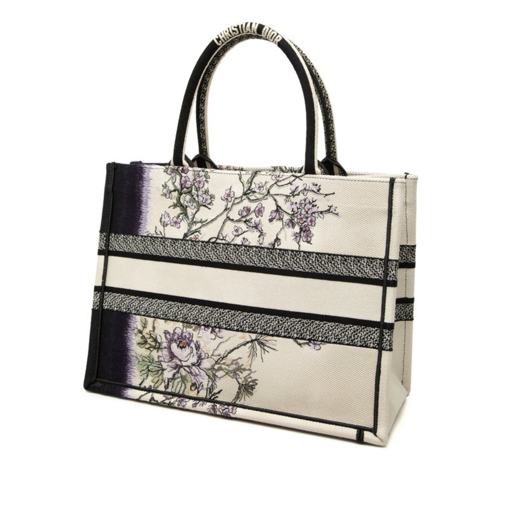 Christian Dior Ivory Multi-Color Canvas Handbag Tote Bag (Pre-Owned)