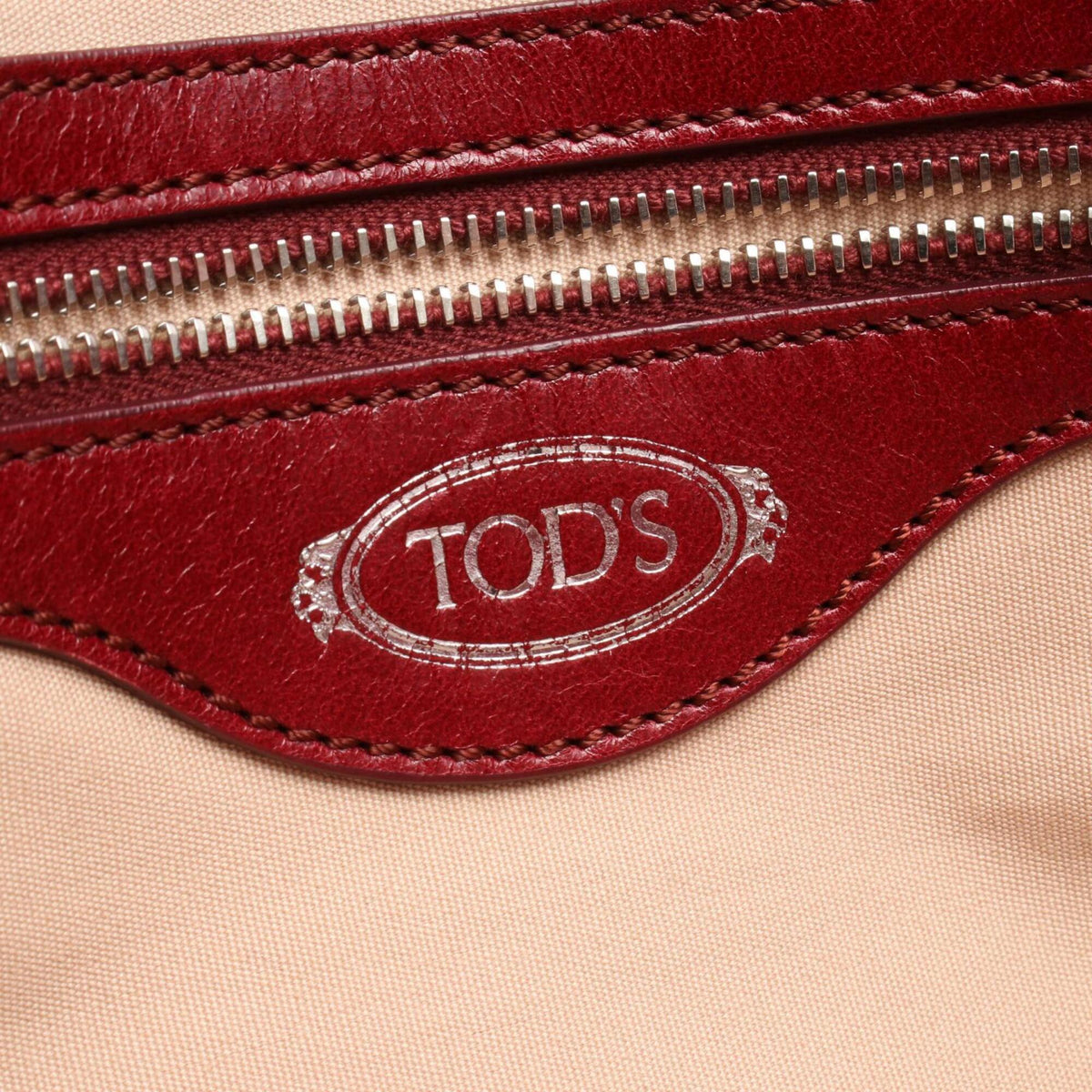 Tod's Bordeaux Leather Handbag Tote Bag (Pre-Owned)