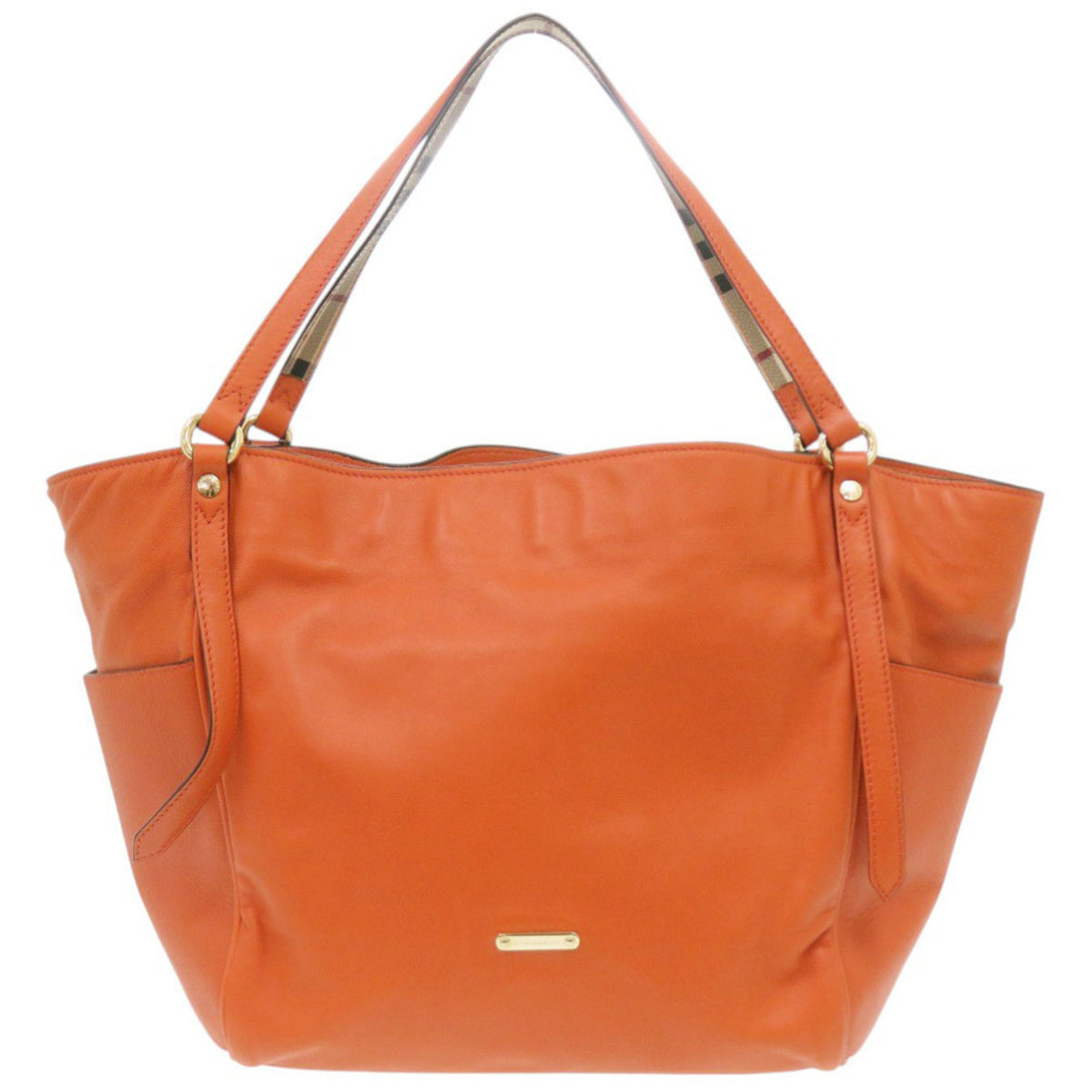 Burberry Orange Leather Tote Bag (Pre-Owned)