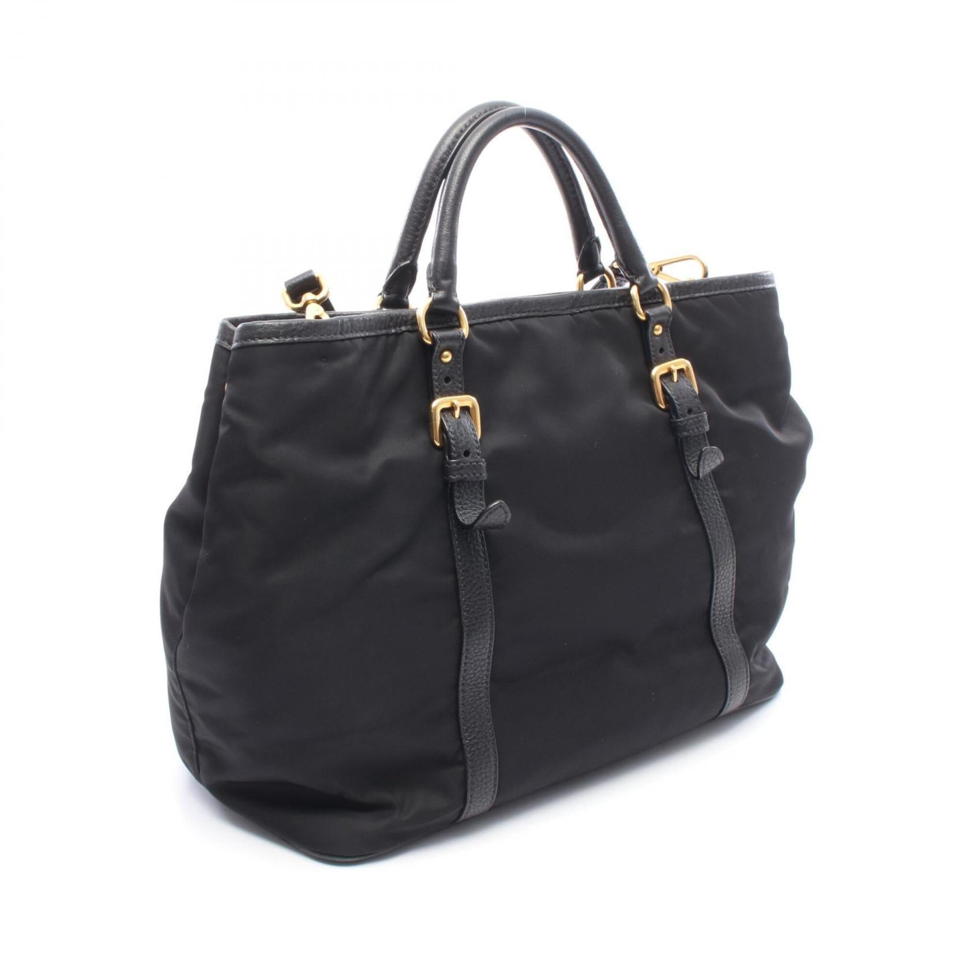 Prada Black Nylon Leather Handbag (Pre-Owned)