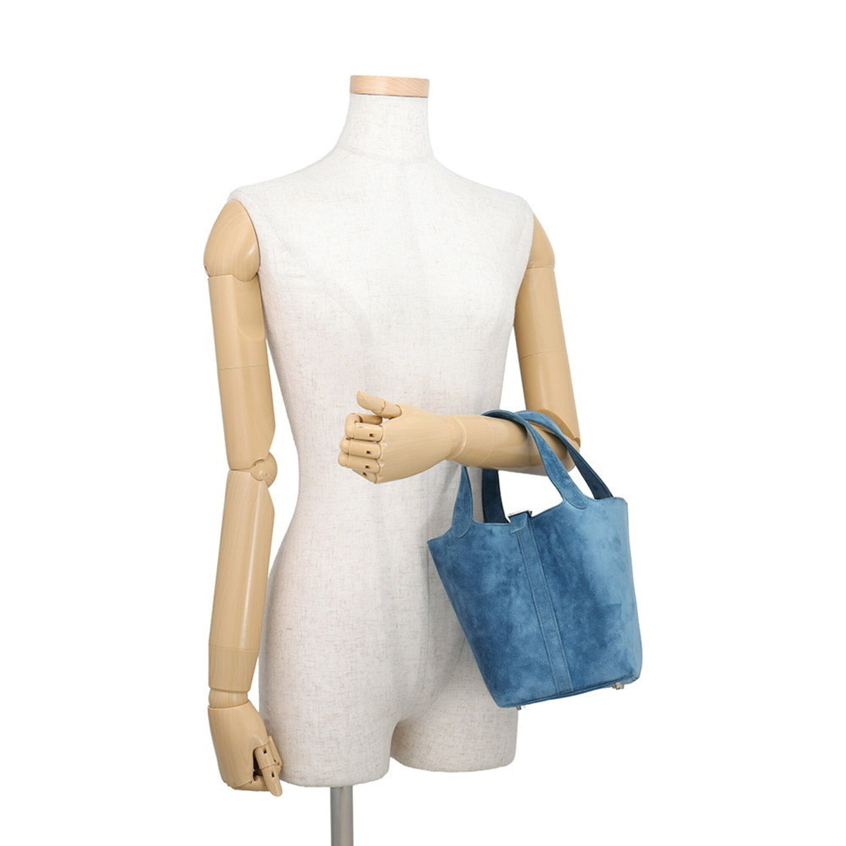 Hermes Blue Swift Leather Suede Handbag (Pre-Owned)
